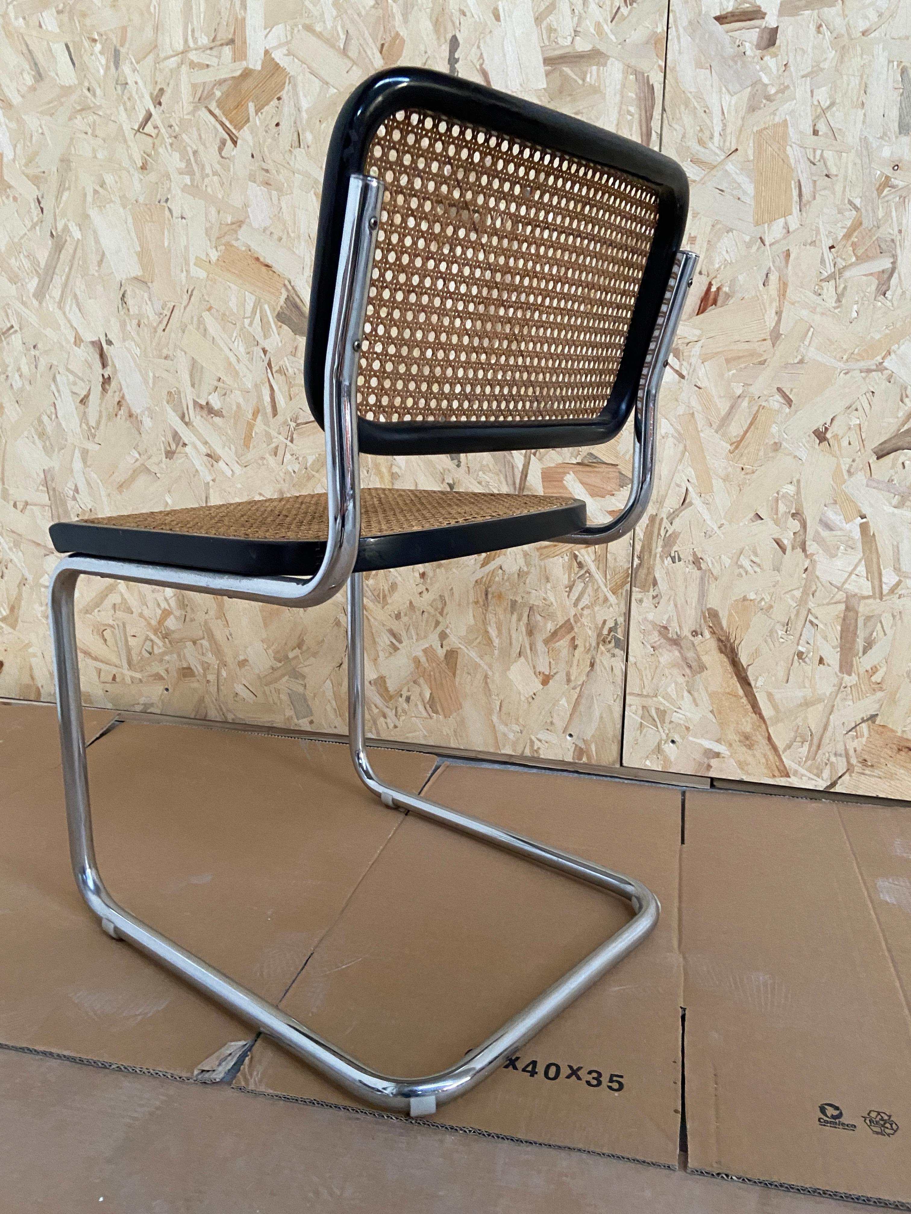 Late 20th Century Mid-Century Modern Italian Set of 5 Cesca Chrome Chairs by Marcel Breuer, 1970s