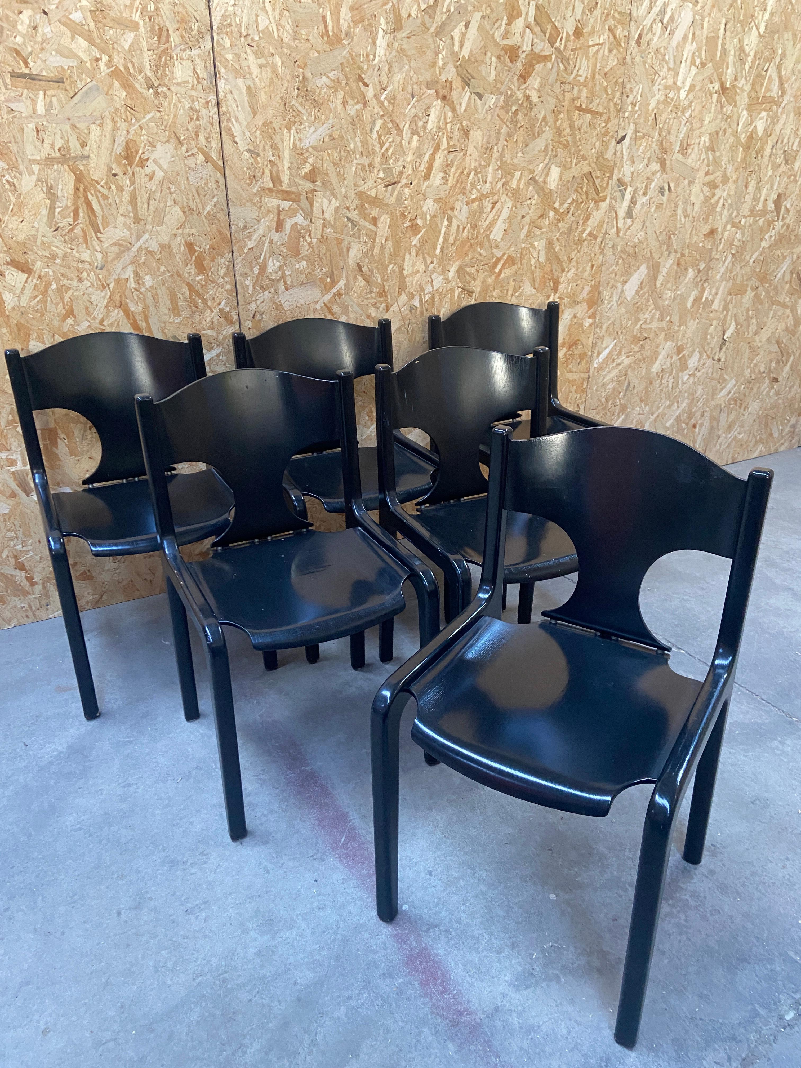 Mid-Century Modern Italian Set of 6 Chairs by Augusto Savini for Pozzi, 1960s In Good Condition In Prato, IT