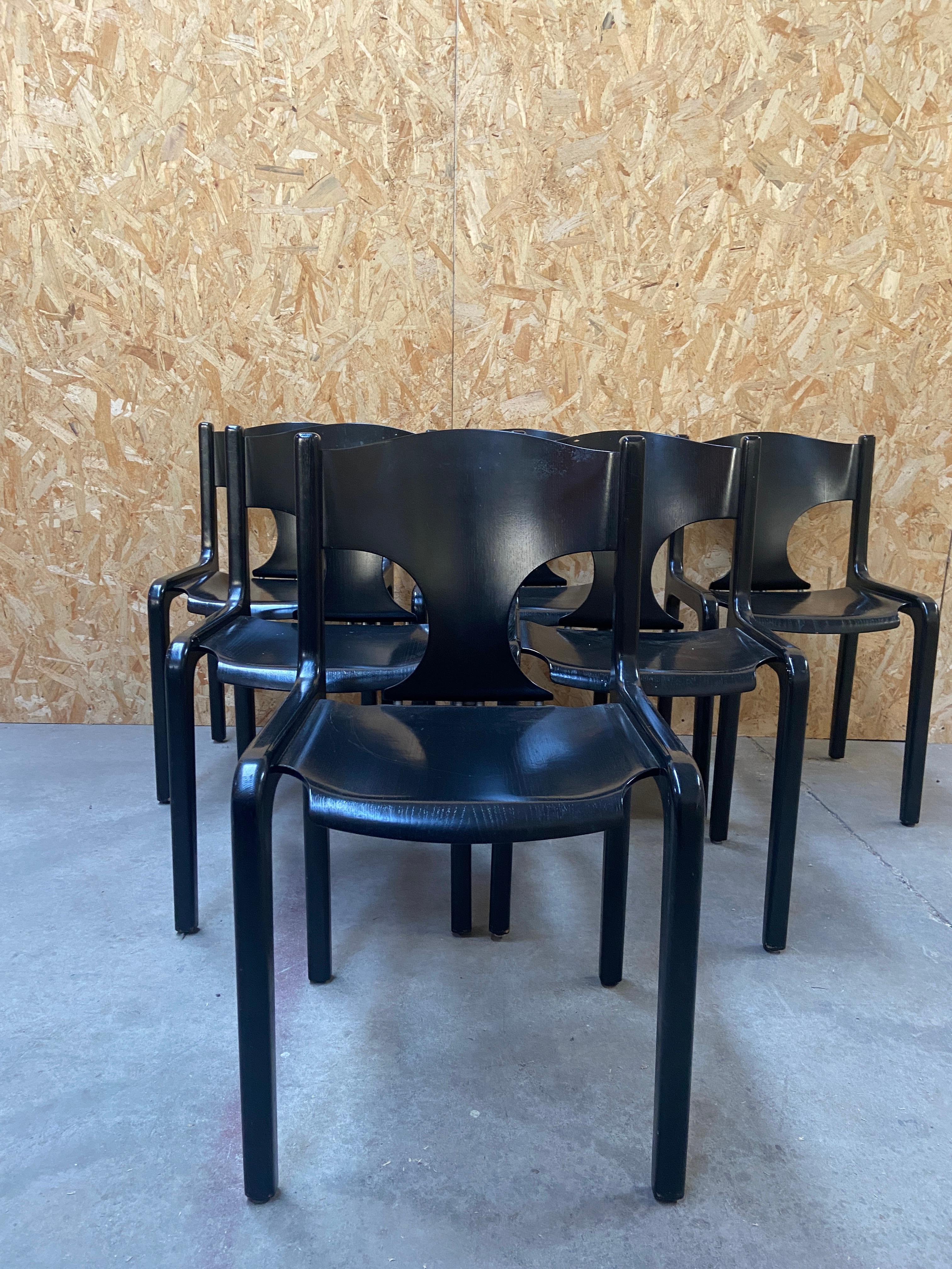 Mid-20th Century Mid-Century Modern Italian Set of 6 Chairs by Augusto Savini for Pozzi, 1960s
