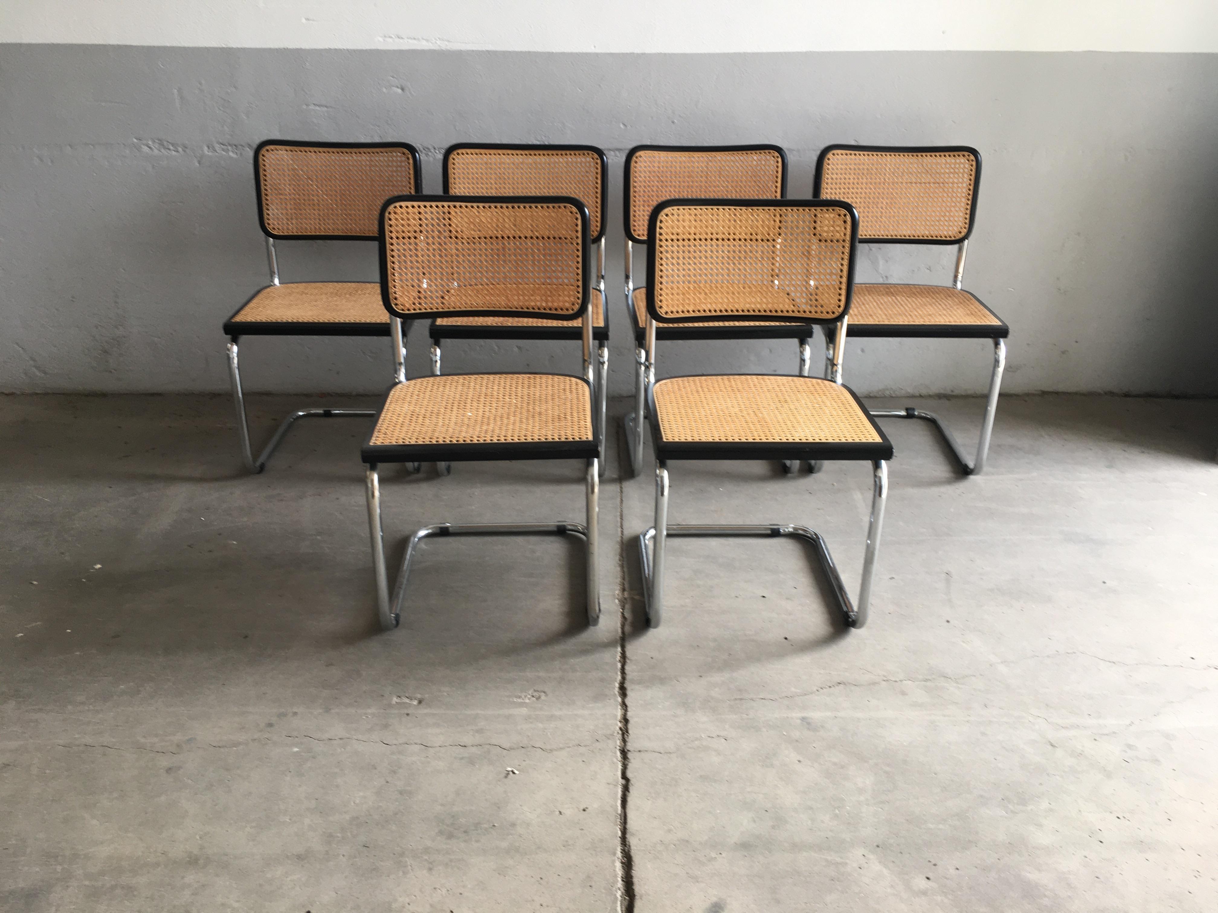 Lacquered Mid-Century Modern Italian Set of 6 Chrome 