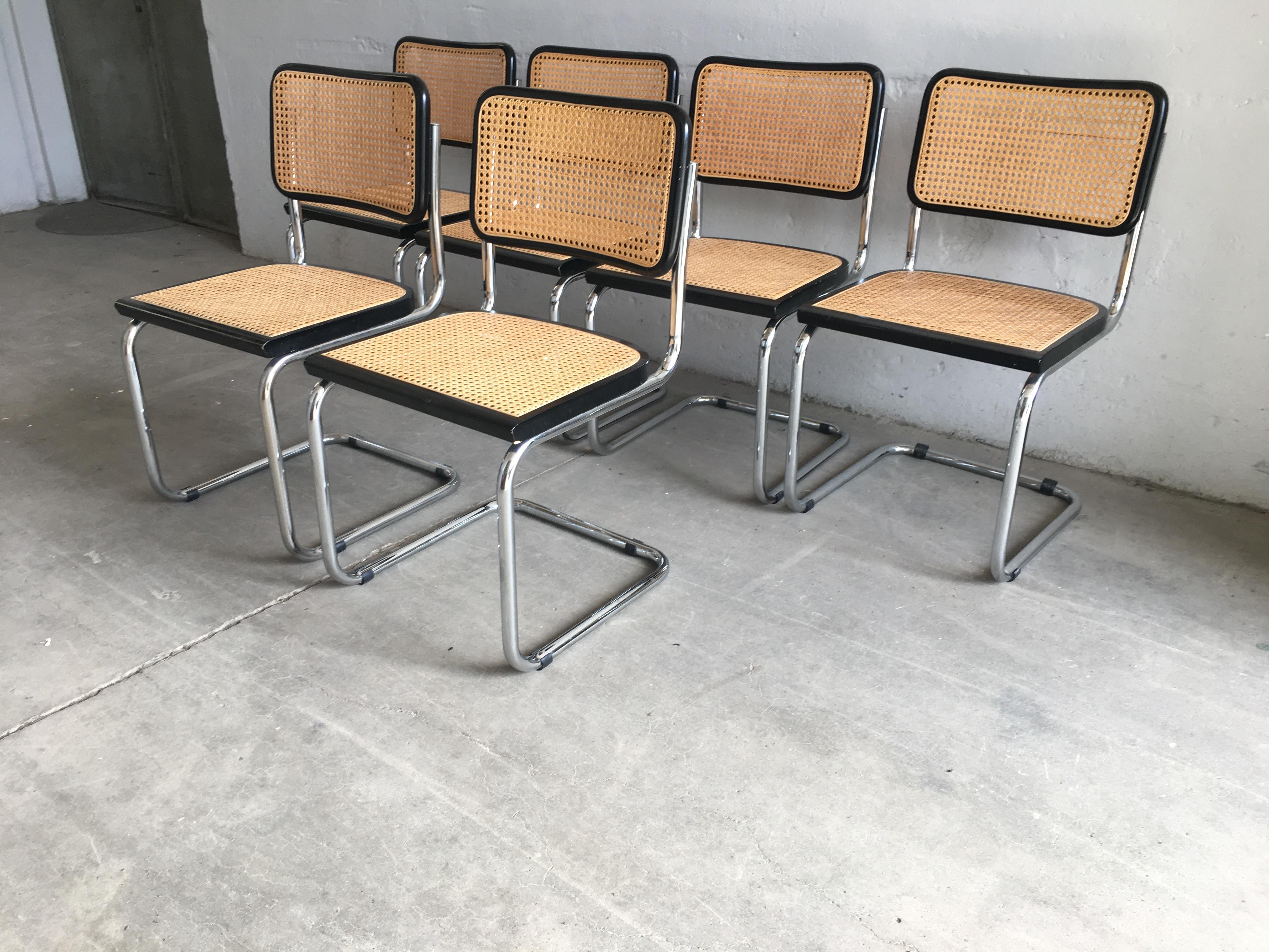 Straw Mid-Century Modern Italian Set of 6 Chrome 
