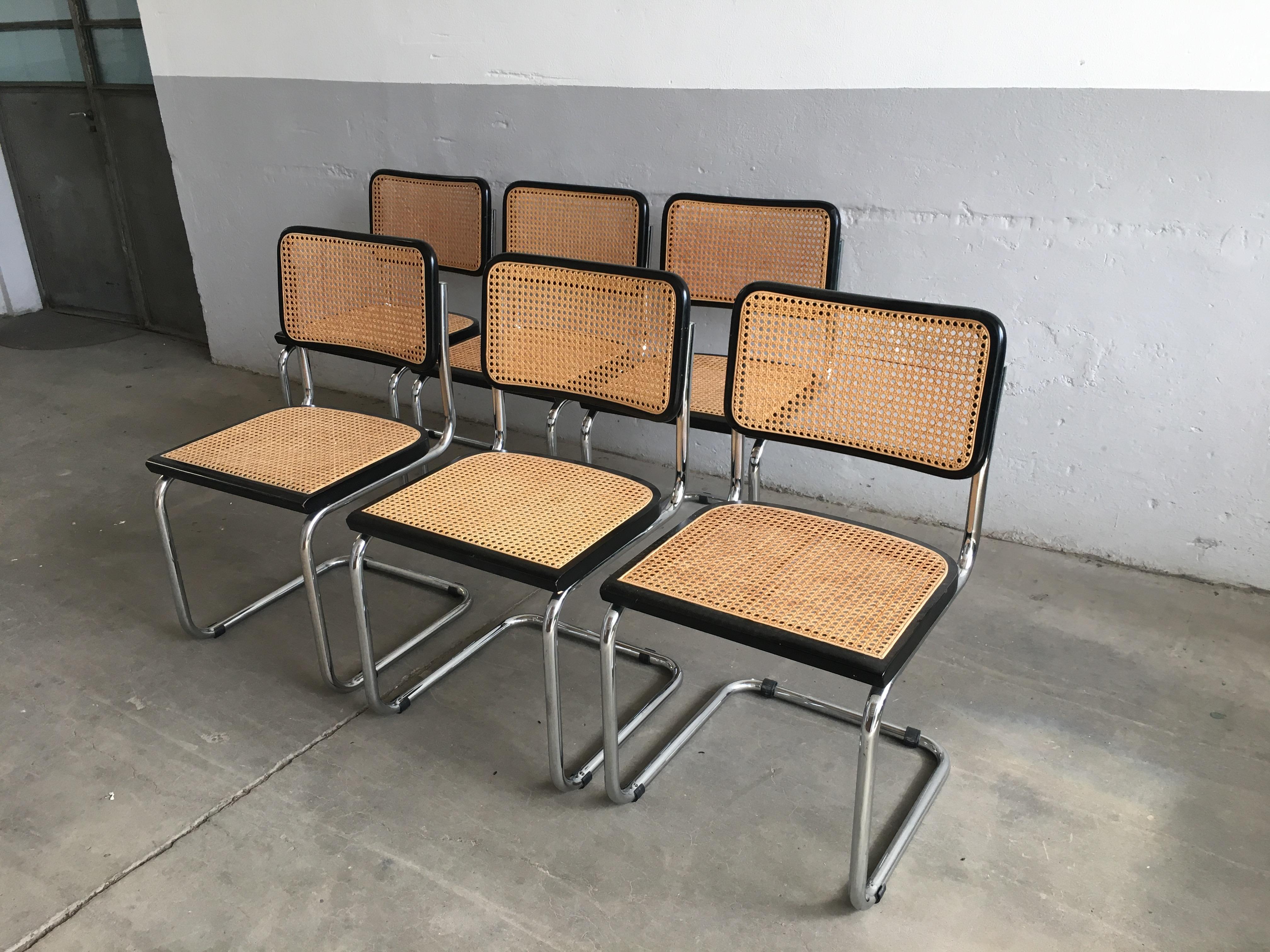Mid-Century Modern Italian Set of 6 Chrome 