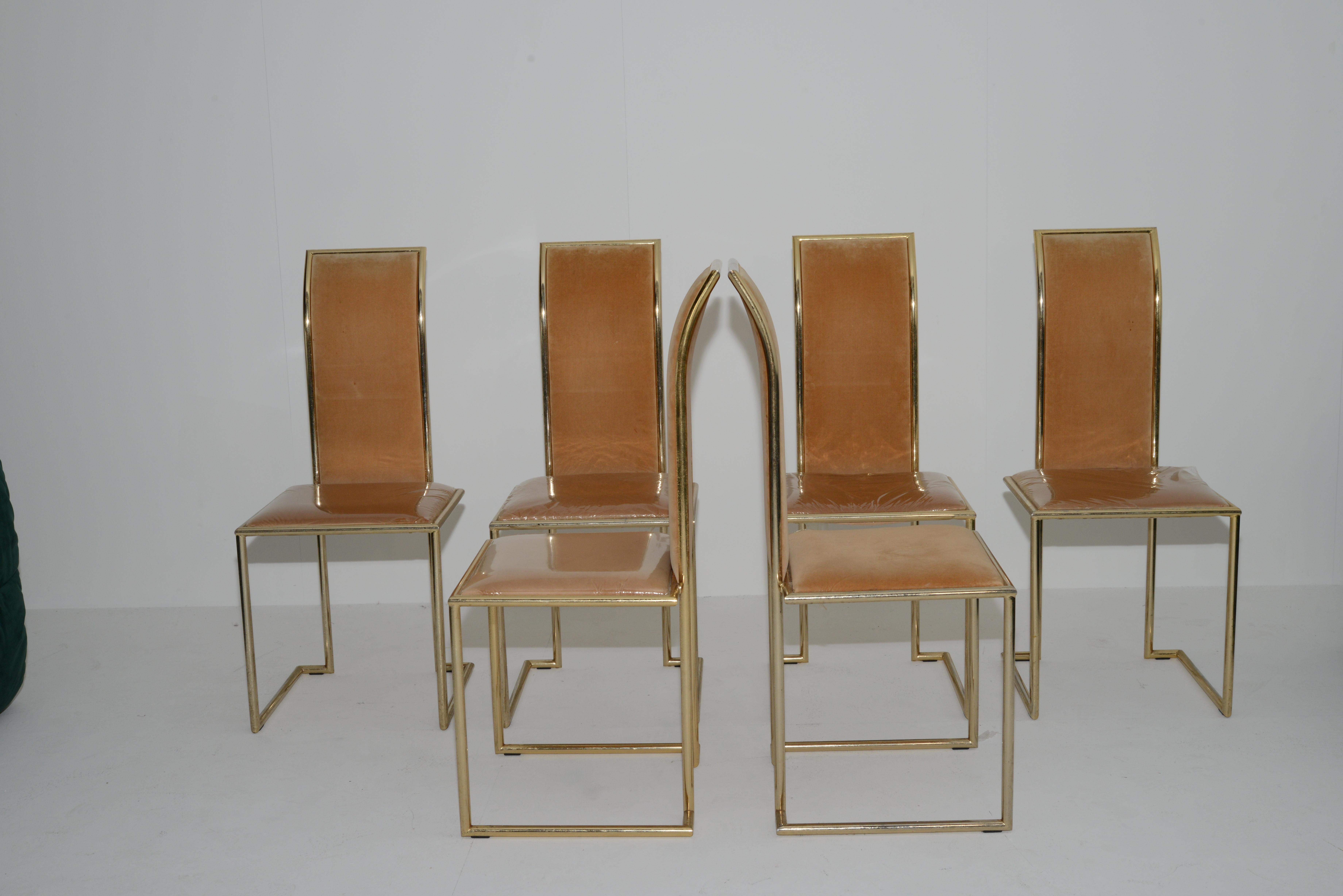 Mid-Century Modern Italian Set of 6 Dining Room Chairs by Pierre Cardin, 1980s In Good Condition In Prato, IT