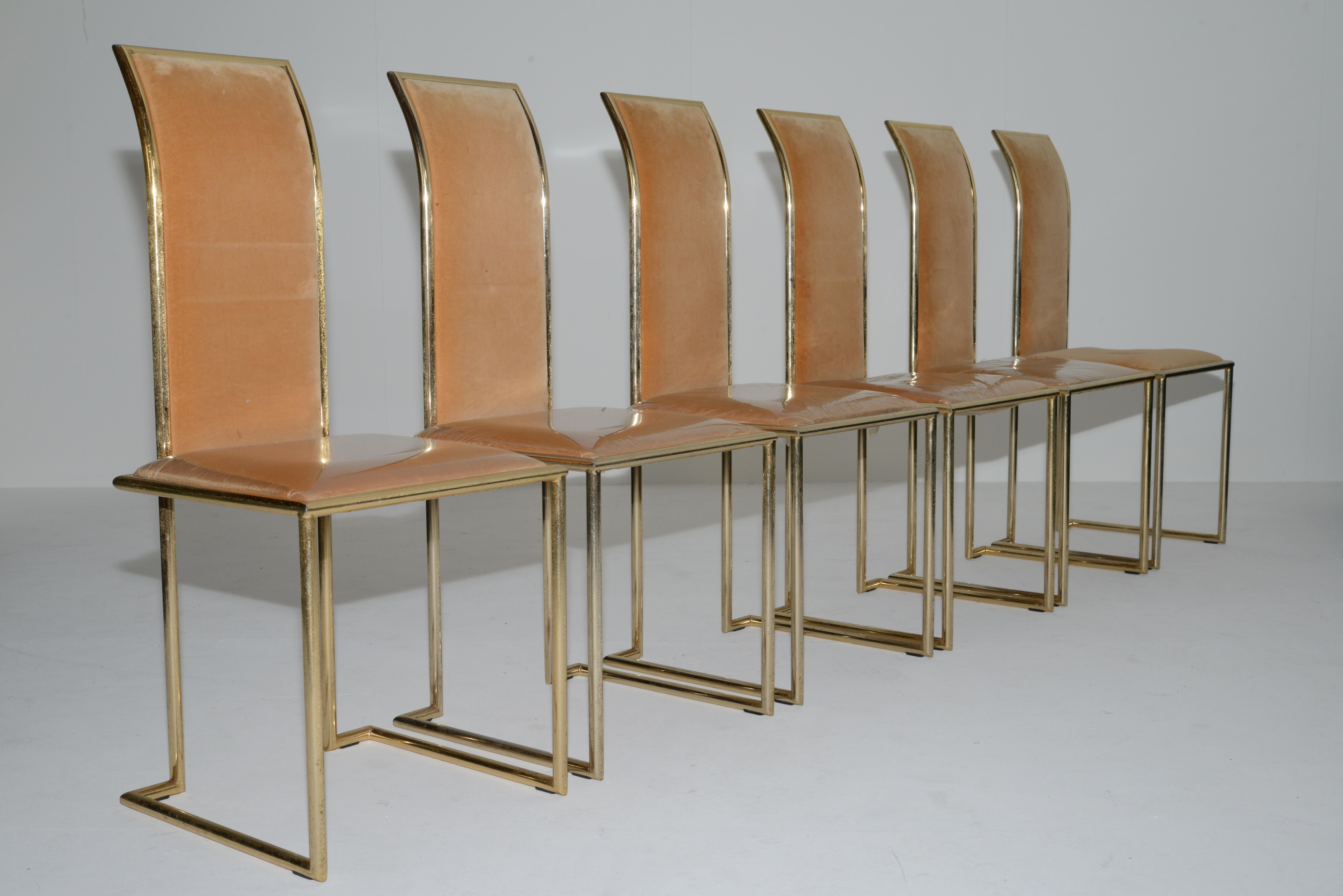 Late 20th Century Mid-Century Modern Italian Set of 6 Dining Room Chairs by Pierre Cardin, 1980s