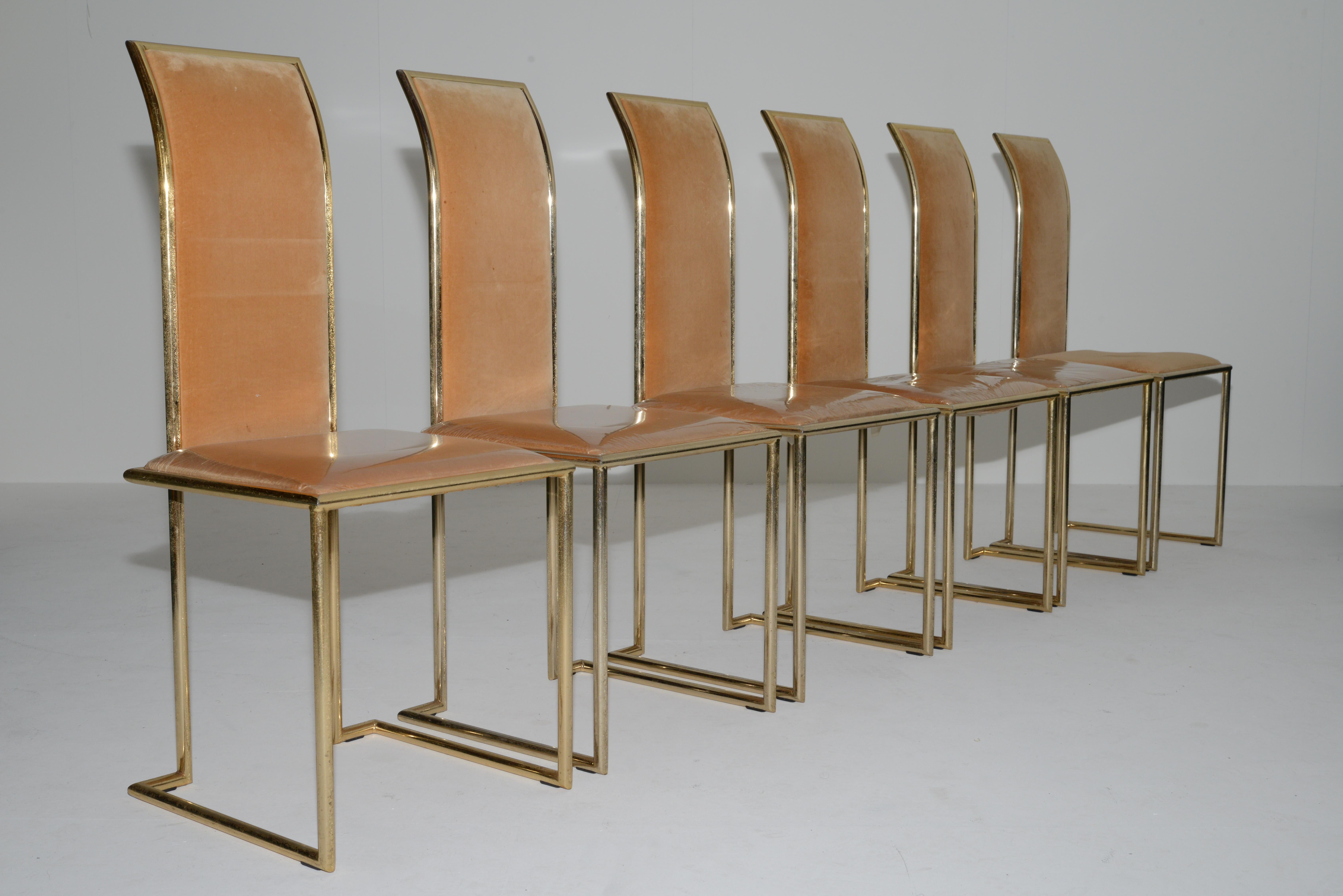 Fabric Mid-Century Modern Italian Set of 6 Dining Room Chairs by Pierre Cardin, 1980s