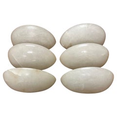 MidCentury Modern Italian Set of 6, Art Deco Style Large Alabaster Wall Sconces