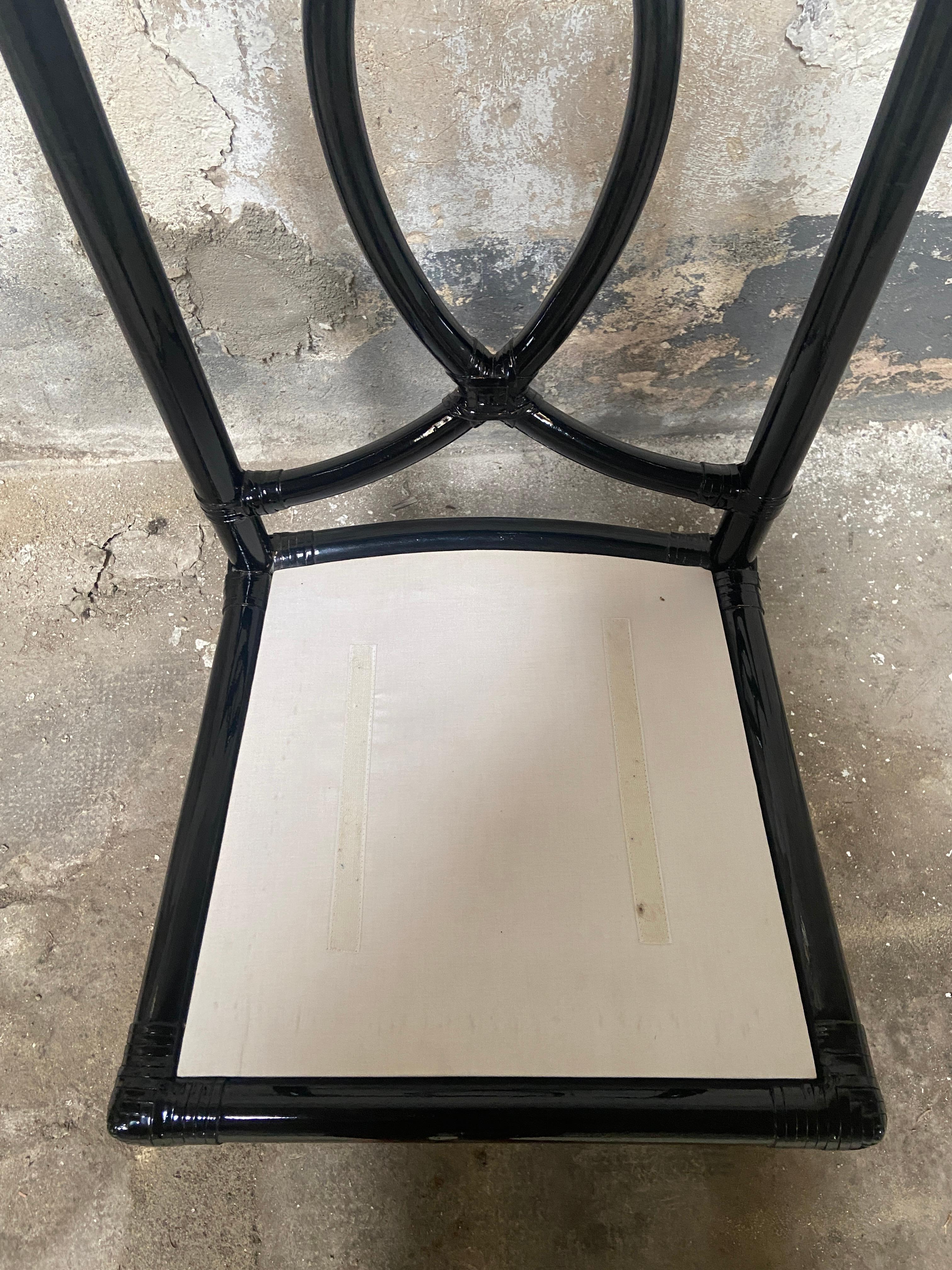 Ensemble de chaises italiennes modernes du milieu du siècle dernier en bambou peint en noir de Vivai del Sud en vente 6
