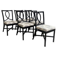 Set di sedie in bambù dipinte di nero di Vivai del Sud, in stile Mid-Century Modern