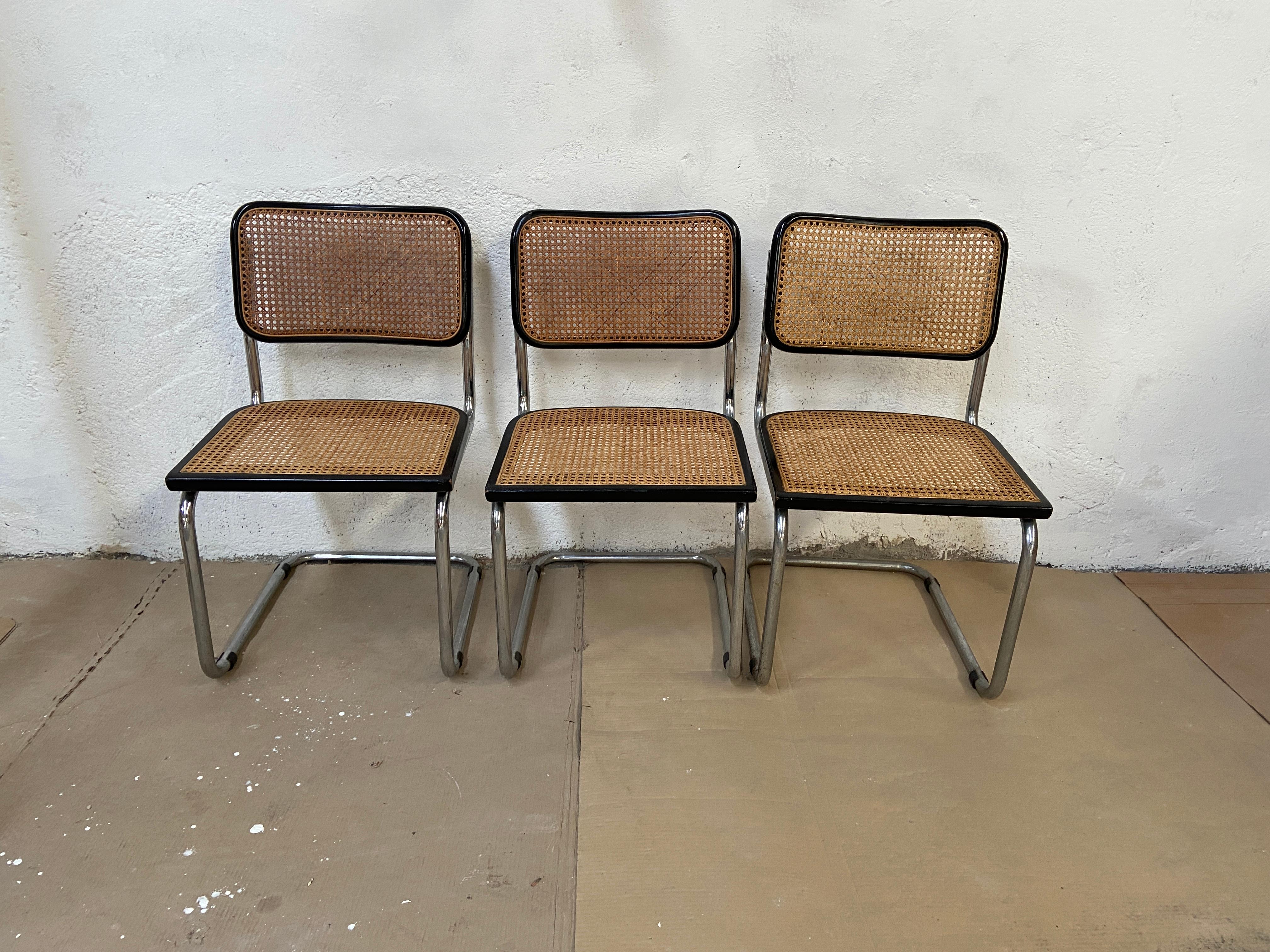 Moderner italienischer Cesca-Stuhl aus Chrom und Schwarz von Marcel Breuer aus der Mitte des Jahrhunderts (Moderne der Mitte des Jahrhunderts) im Angebot