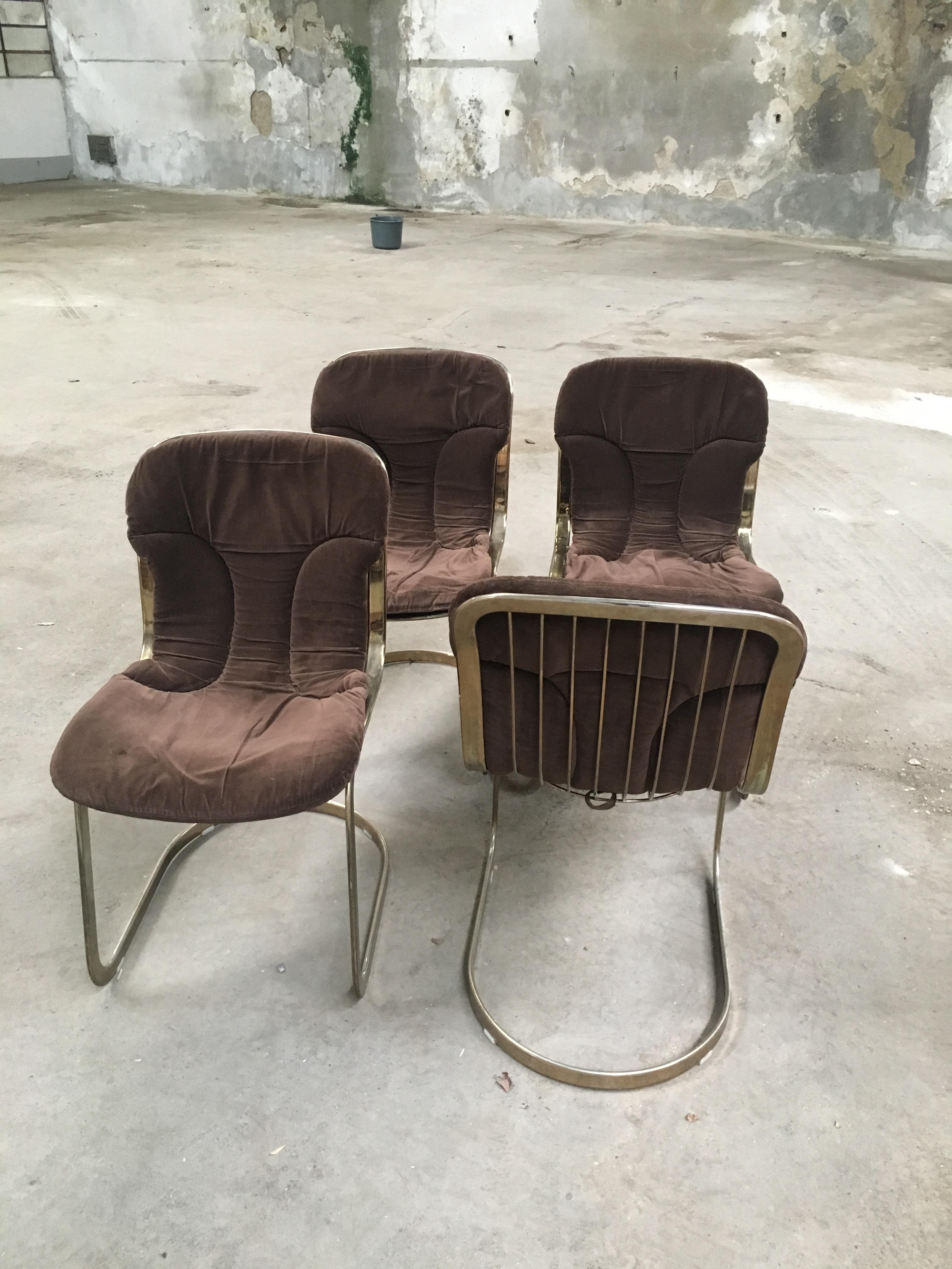 Mid-Century Modern Italian Set of Cidue Gilt Metal Chairs by Willy Rizzo, 1970s 1