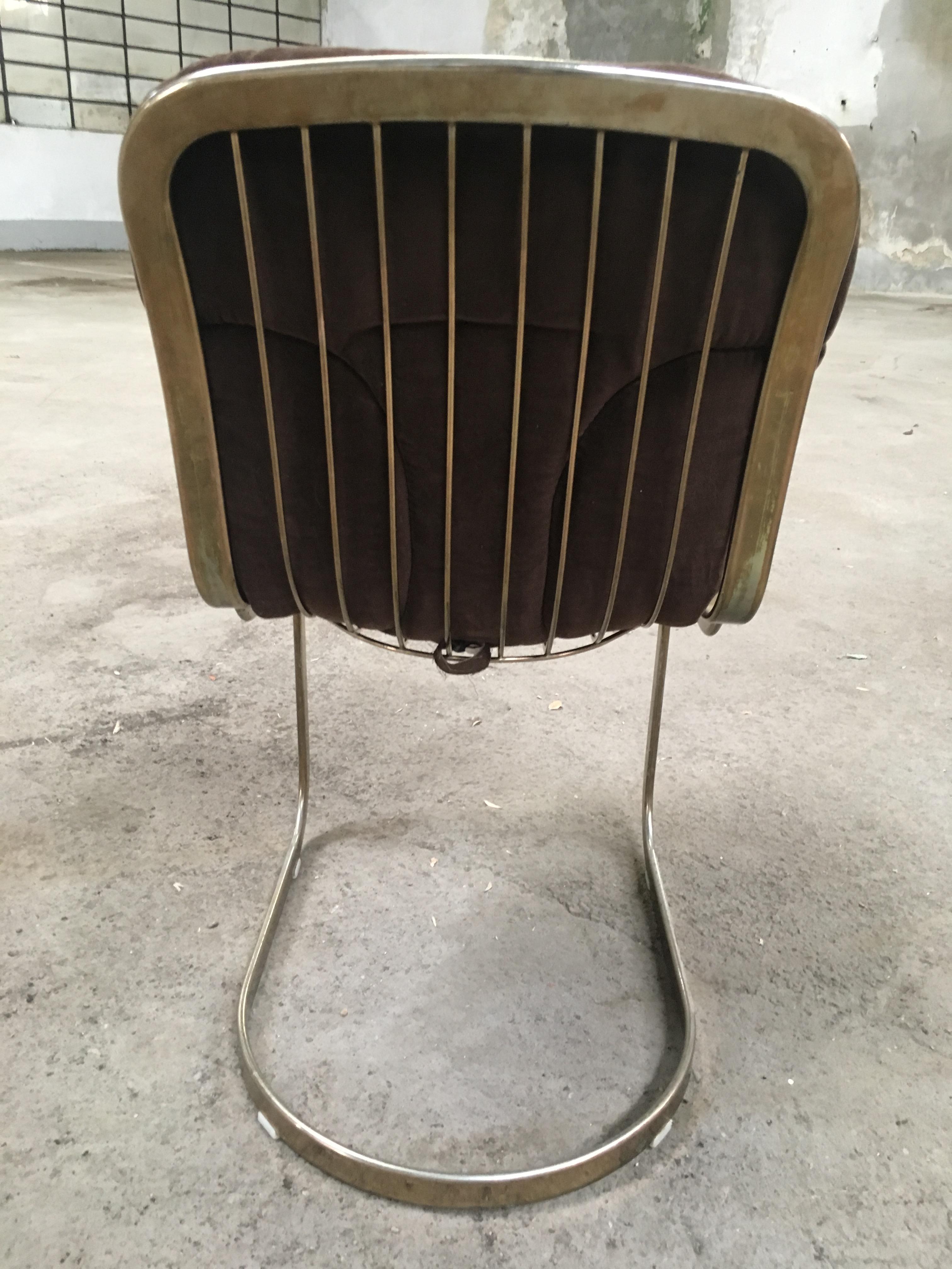 Mid-Century Modern Italian Set of Cidue Gilt Metal Chairs by Willy Rizzo, 1970s 4