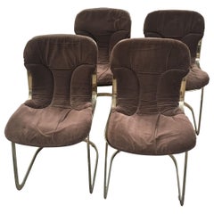 Mid-Century Modern Italian Set of Cidue Gilt Metal Chairs by Willy Rizzo, 1970s Mid-Century Modern Italian Set of Cidue Gilt Metal Chairs by Willy Rizzo, 1970s