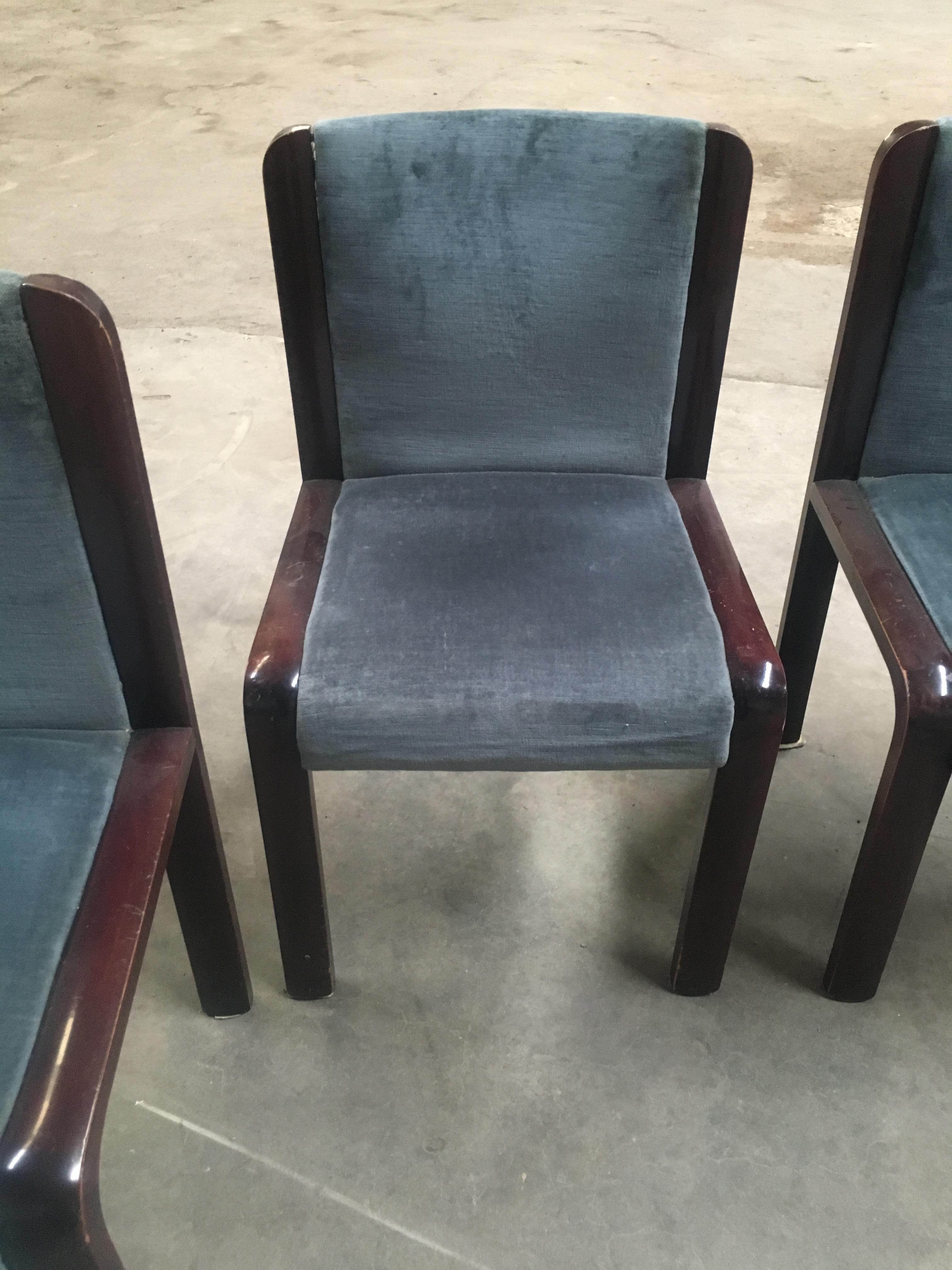 Mid-Century Modern Italian Set of Four Dining Chairs in the Style of Joe Colombo In Good Condition For Sale In Prato, IT