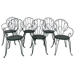 Mid-Century Modern Italian Set of Green Painted Iron Garden Chairs from 1960s