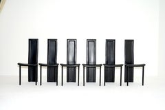 Mid-Century Modern Italian Set of Six Leather Chairs by Cattelan Italia. 1980s