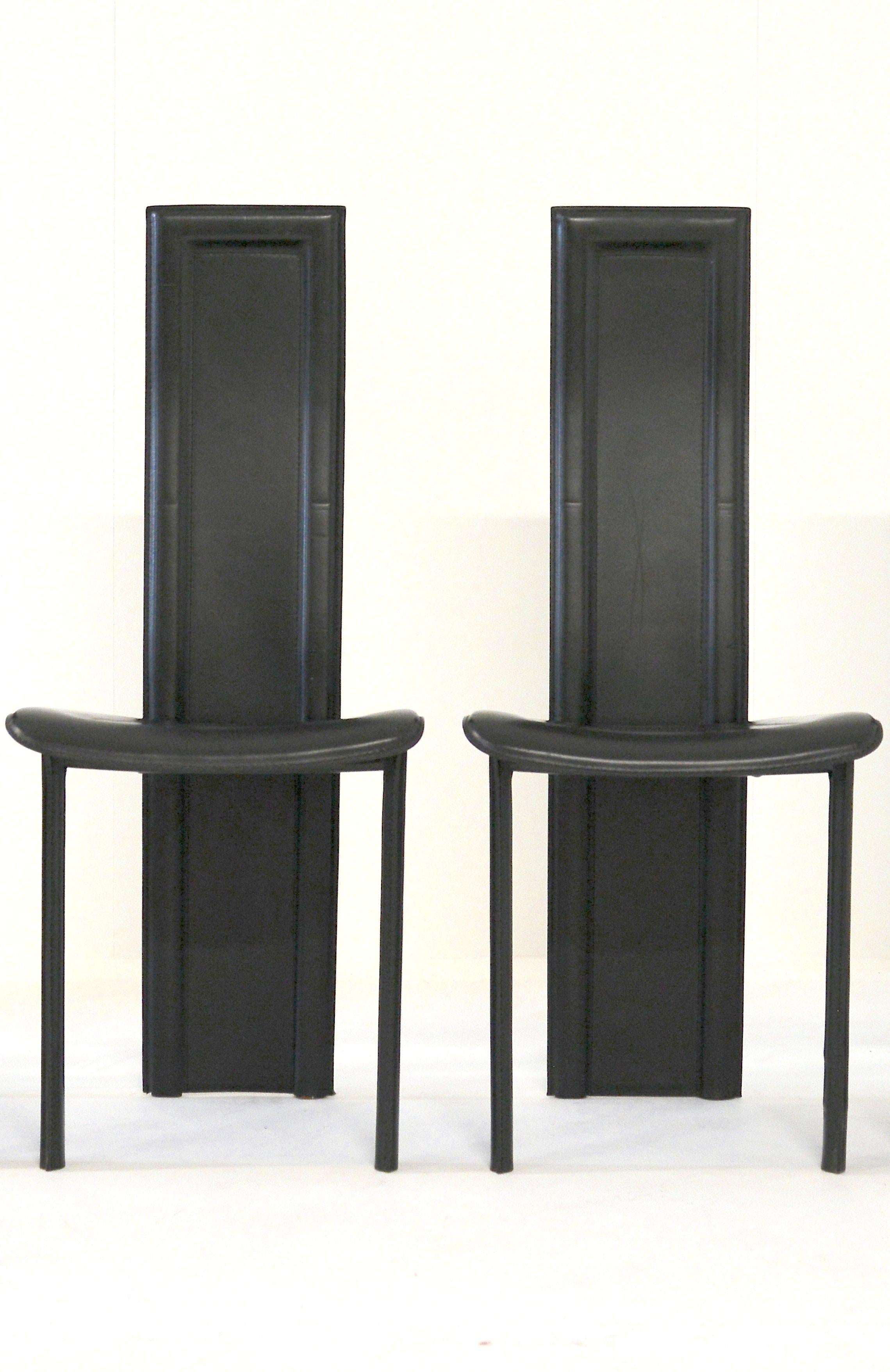 Mid-Century Modern Italian Set of Six Leather Chairs by Cattelan Italia. 1980s 1