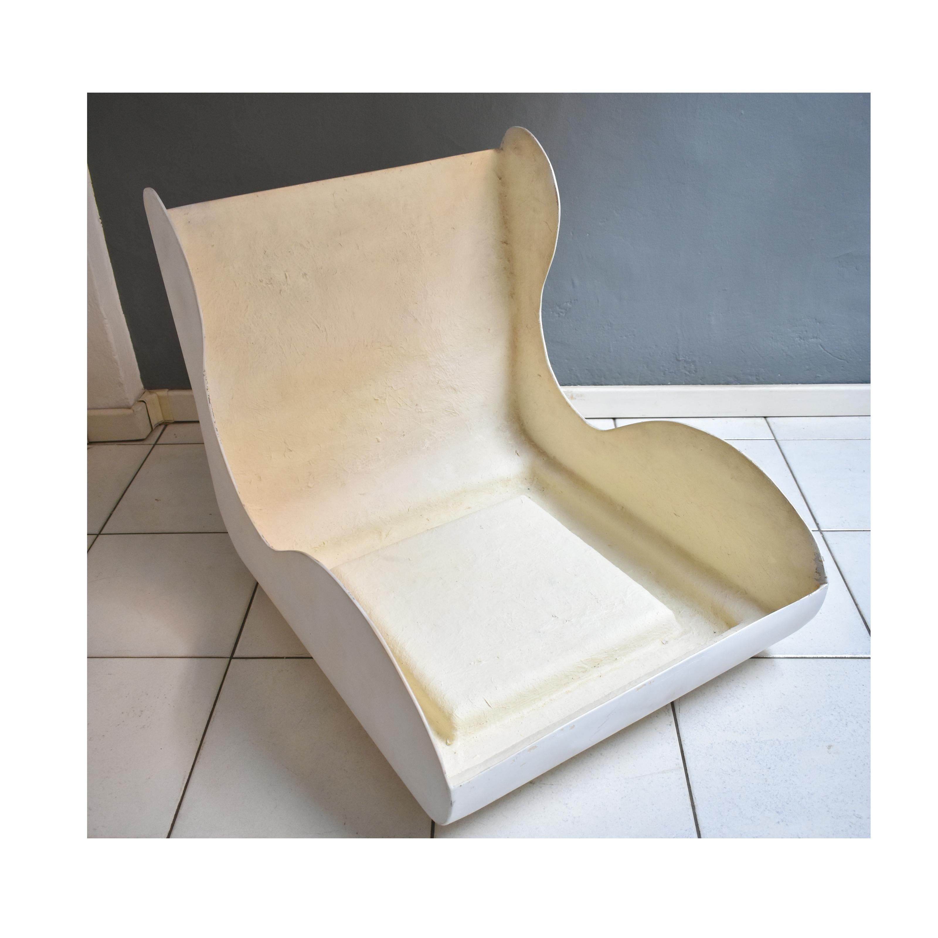 Moderner italienischer Sessel aus der Mitte des Jahrhunderts, 1970er Jahre, 2er-Set, orangefarbene fluoweiße Struktur im Angebot 11