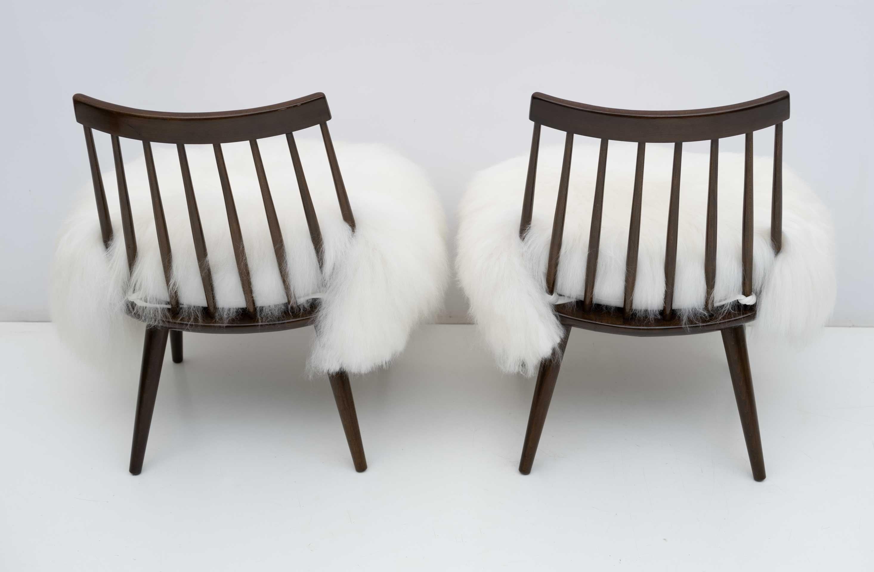 Mid-Century Modern Italian Sheepskin Curved Armchairs by Pizzetti Roma, Pair 5