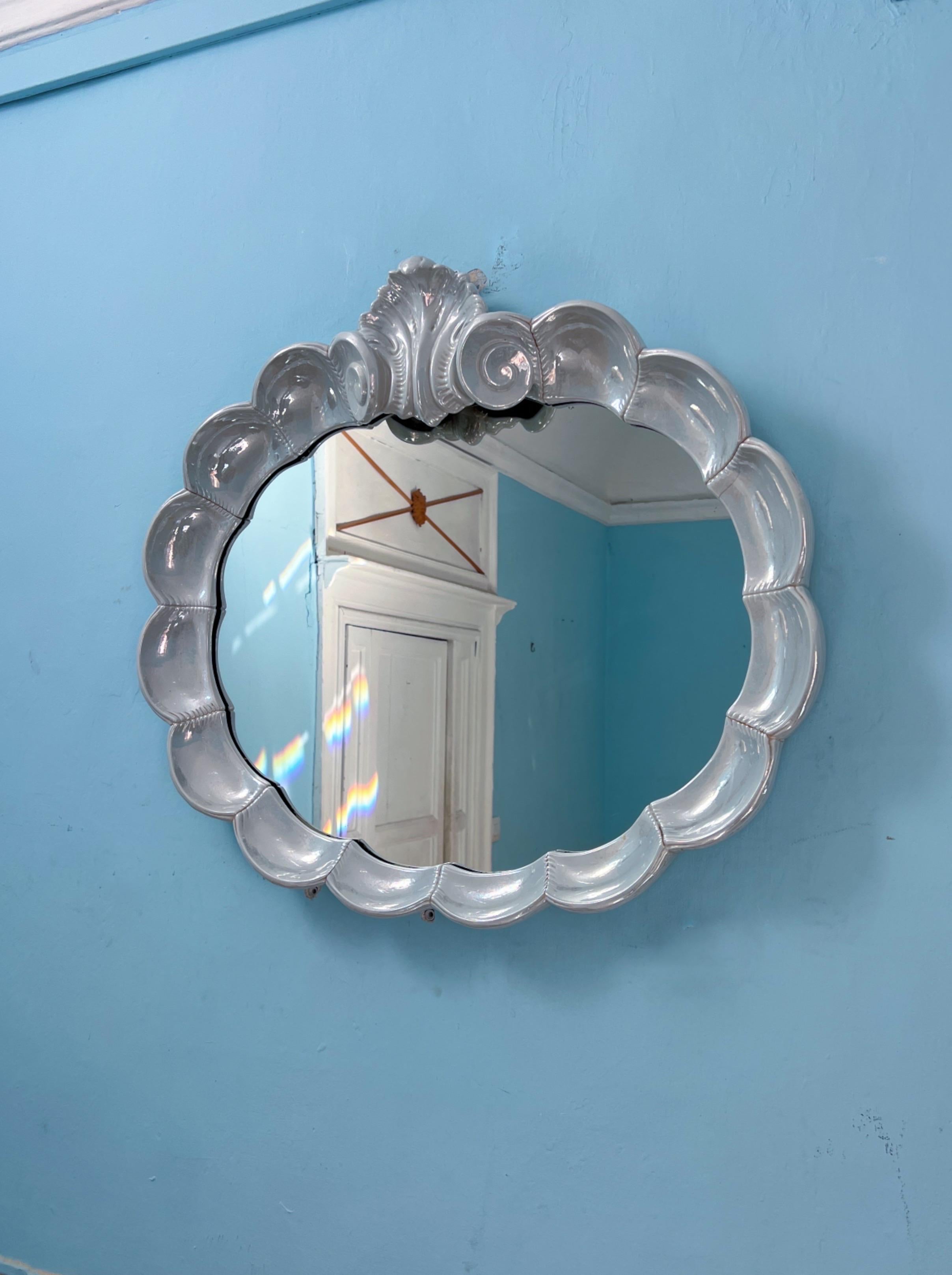 Miroir en céramique italienne en forme de coquillage, The Moderns, 1970 en vente 4