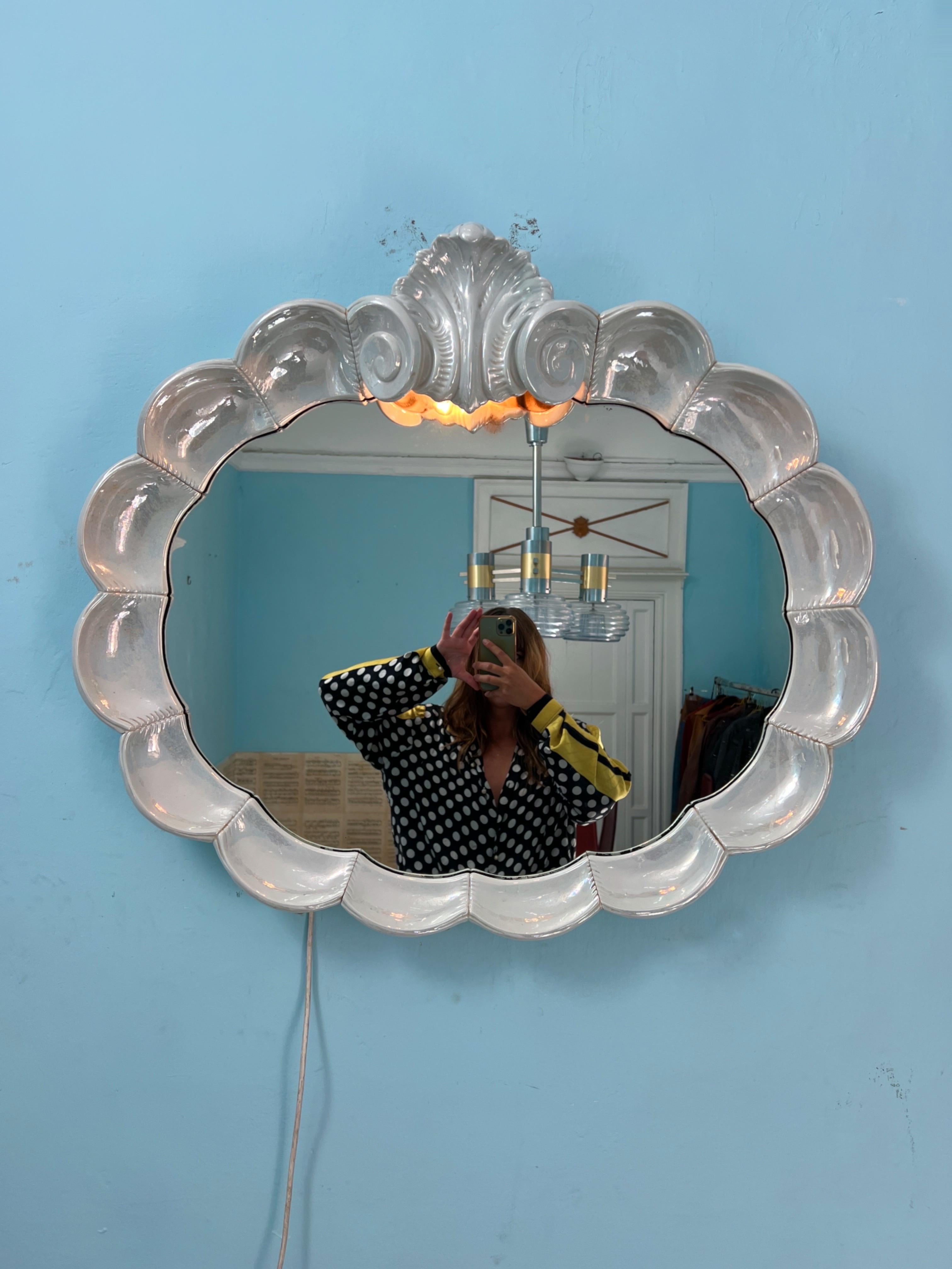 Miroir en céramique italienne en forme de coquillage, The Moderns, 1970 en vente 5