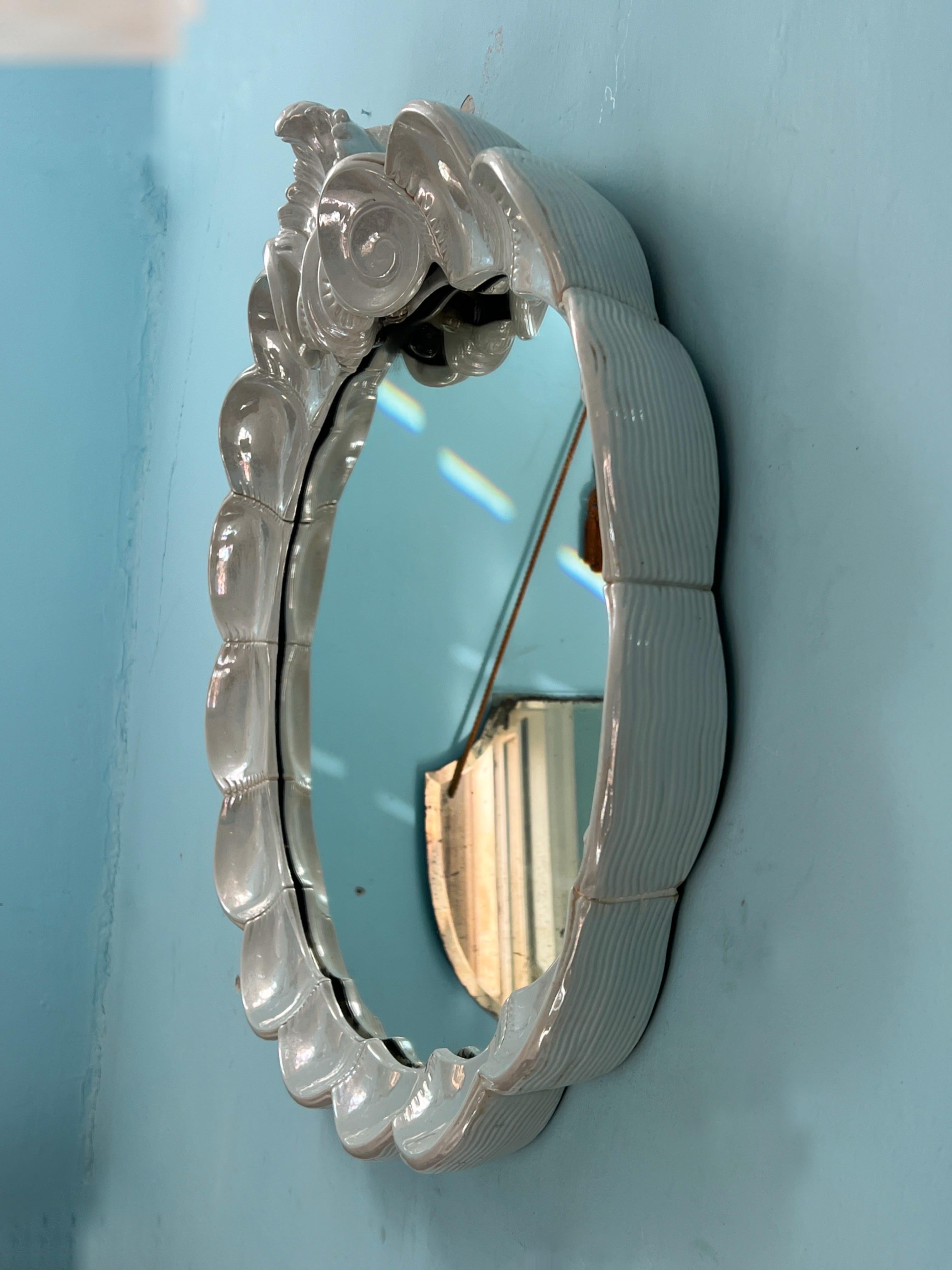 Miroir en céramique italienne en forme de coquillage, The Moderns, 1970 en vente 7