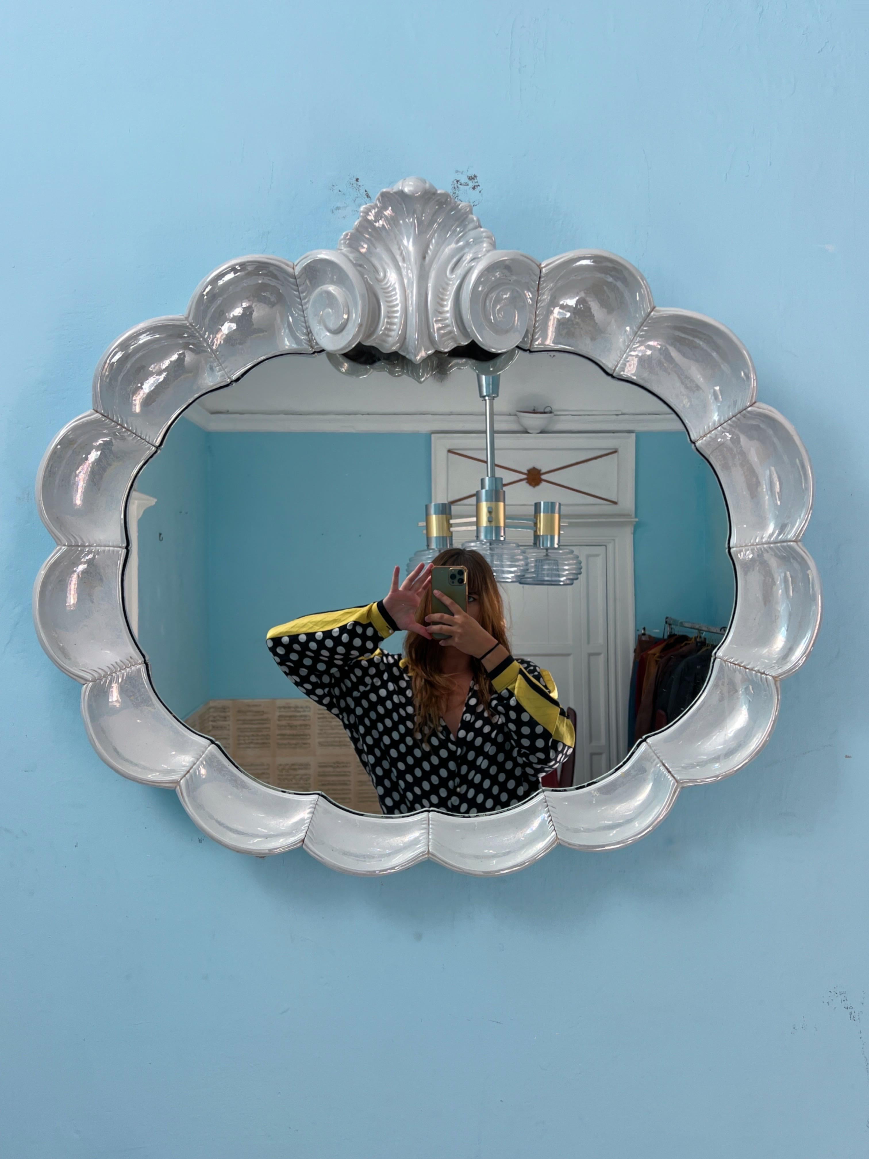 Miroir en céramique italienne en forme de coquillage, The Moderns, 1970 en vente 8