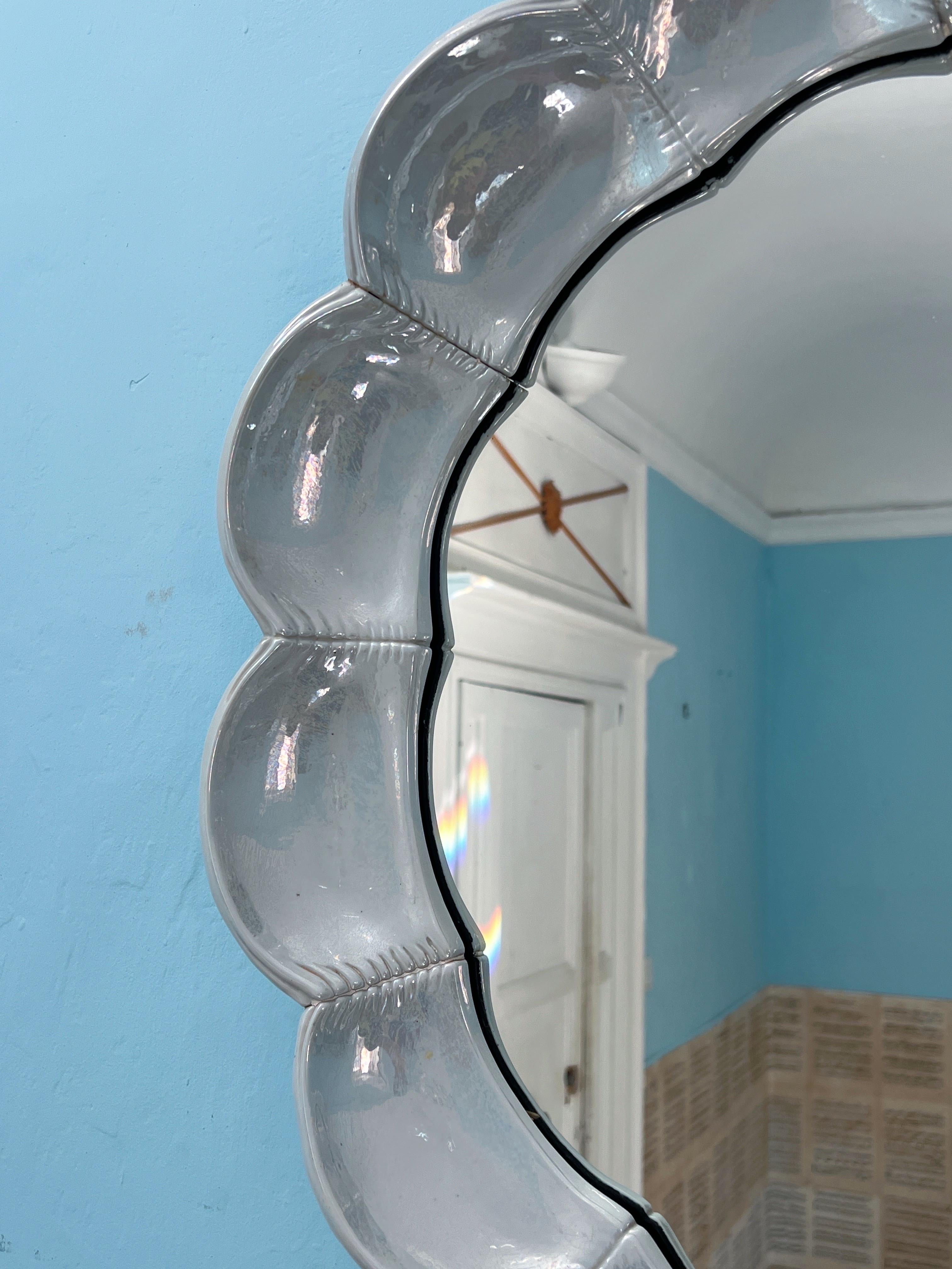Miroir en céramique italienne en forme de coquillage, The Moderns, 1970 en vente 2