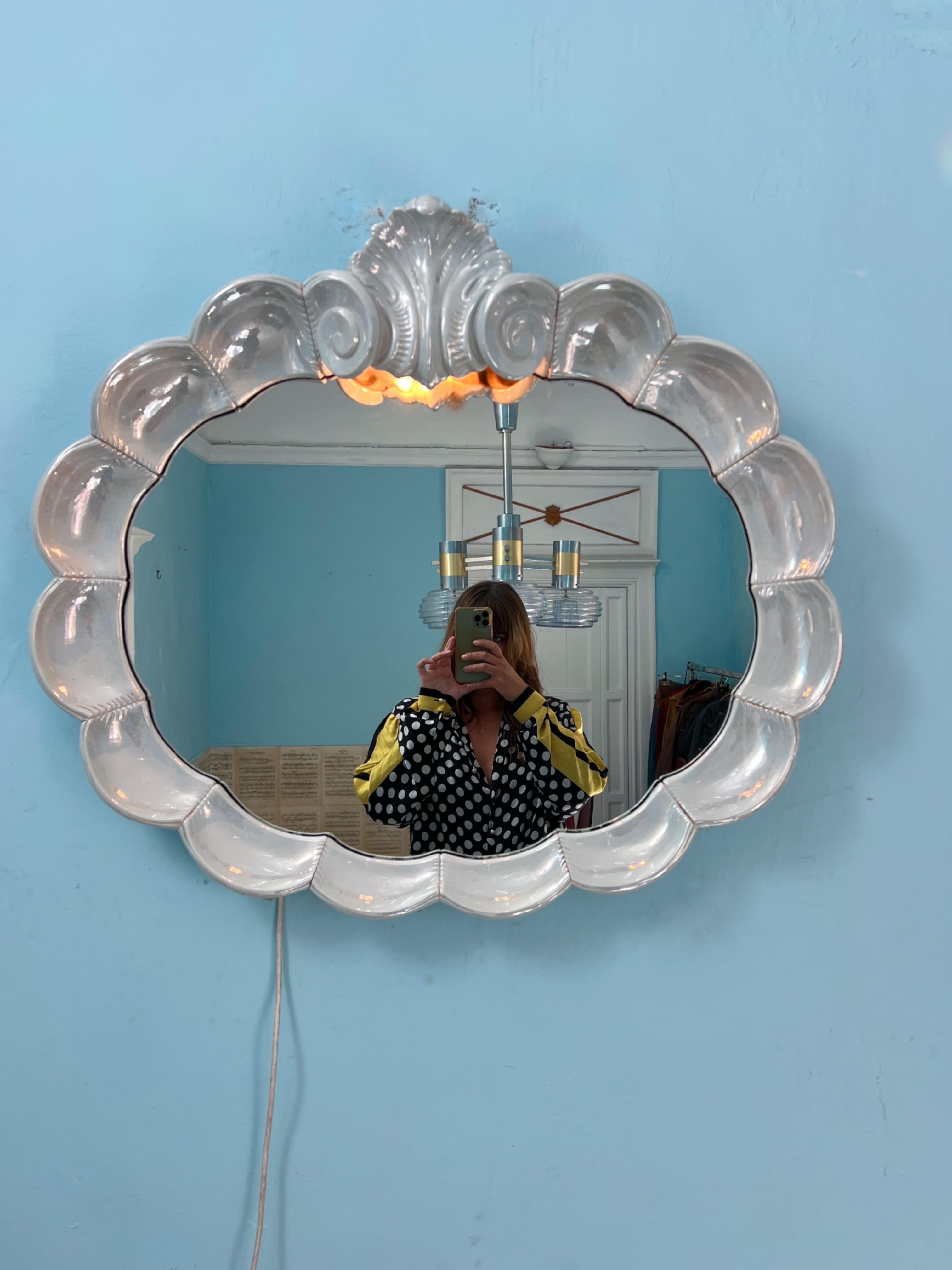 Miroir en céramique italienne en forme de coquillage, The Moderns, 1970 en vente 3
