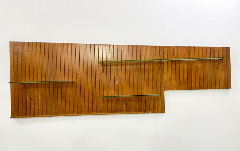 Mid-Century Modern Italian Shelves, Wood, Brass and Glass, 1960s For ...