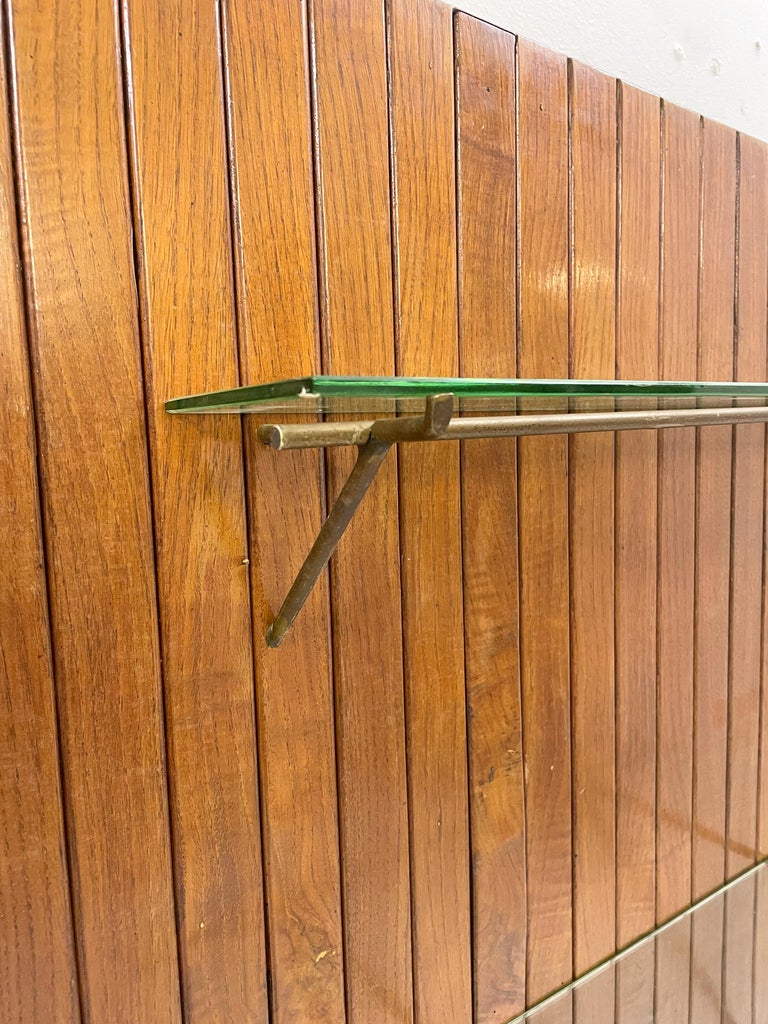 Mid-Century Modern Italian Shelves, Wood, Brass and Glass, 1960s For ...