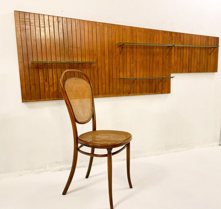Mid-Century Modern Italian Shelves, Wood, Brass and Glass, 1960s For ...