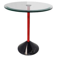 Vintage Mid-Century Modern Italian Side Table, Metal Glass and Marble, 1950s