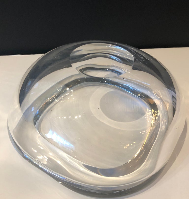 Barbini Murano Clear Blown Round Glass Candy Bowl with Square Lip