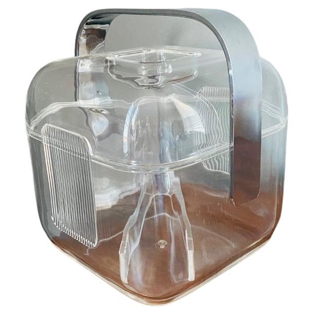 Mid-Century Modern Italian Signed Lucite and Chrome Guzzini Ice Bucket For Sale