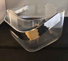 Ice Bucket Lucite with Shell & Fitted Lid, Chrome Plate Handle and Lucite Lining