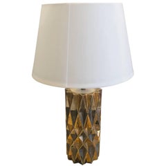 Mid-Century Modern Italian silver and gold painted ceramic Table Lamp 1960