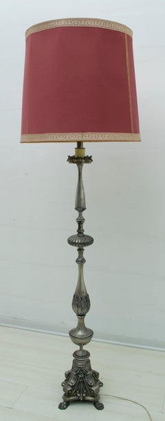 Mid-Century Modern Italian Silver Plated Brass Floor Lamp, 1950s