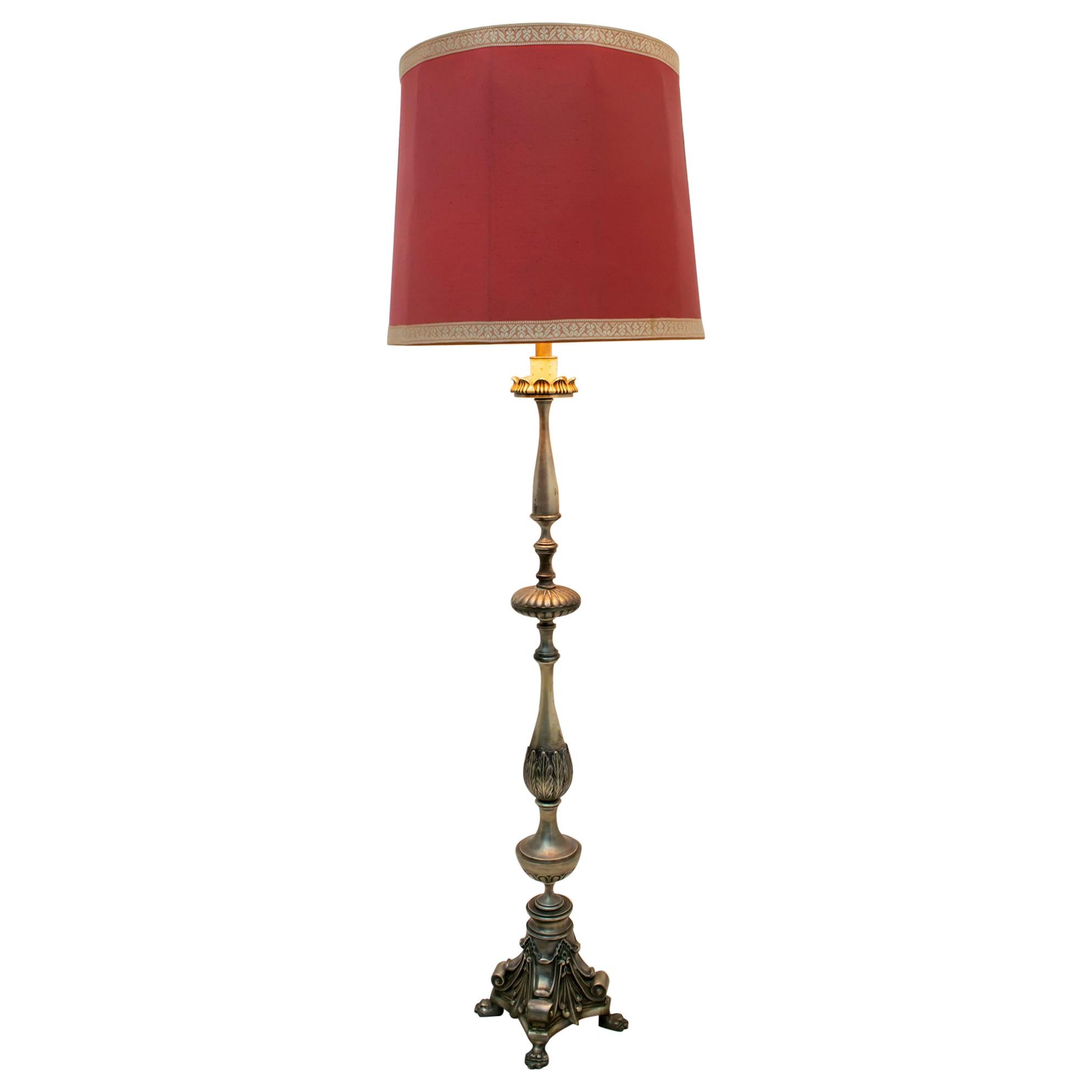 Mid-Century Modern Italian Silver Plated Brass Floor Lamp, 1950s