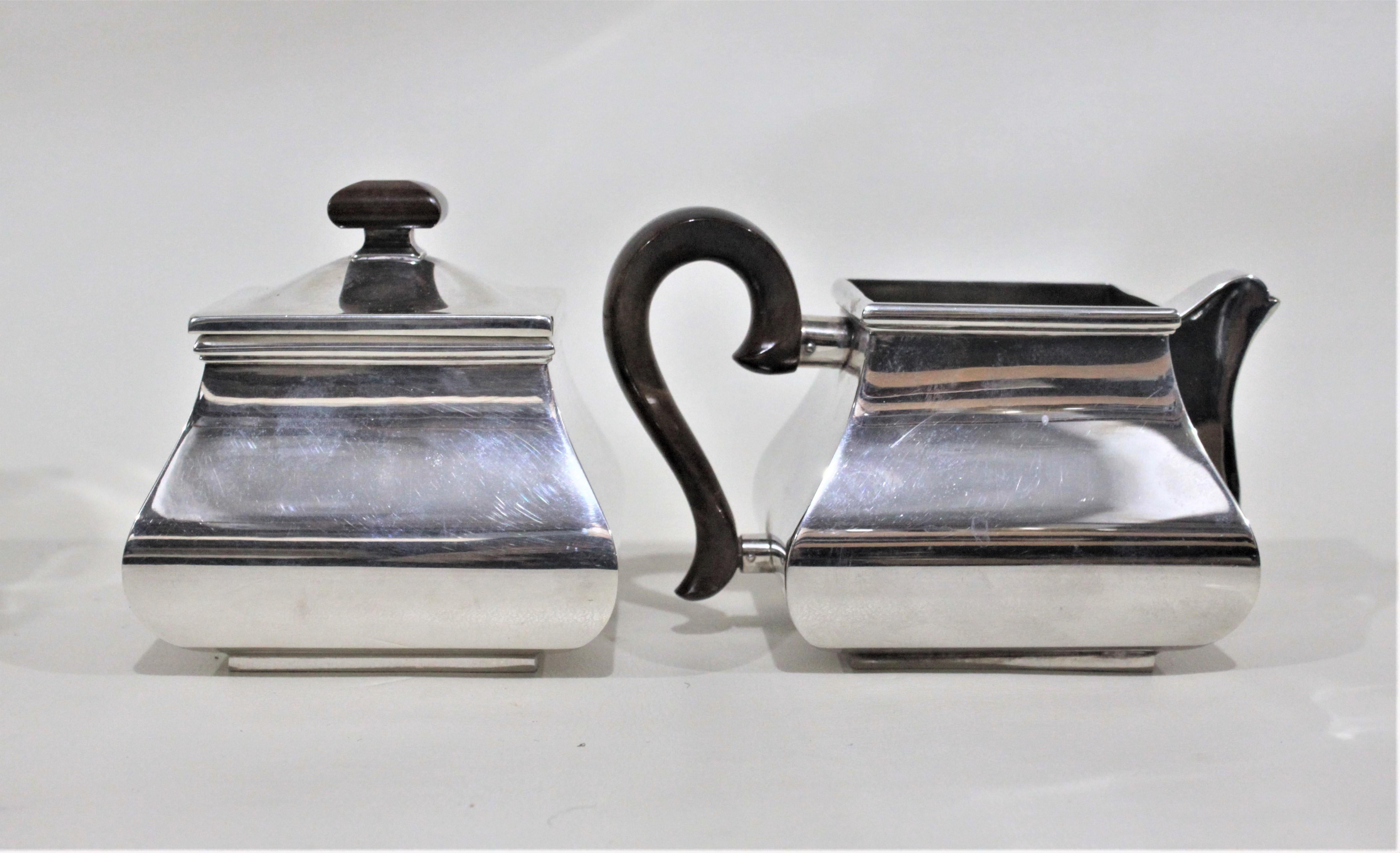 Service à thé et café italien en métal argenté de style mi-siècle moderne en vente 6