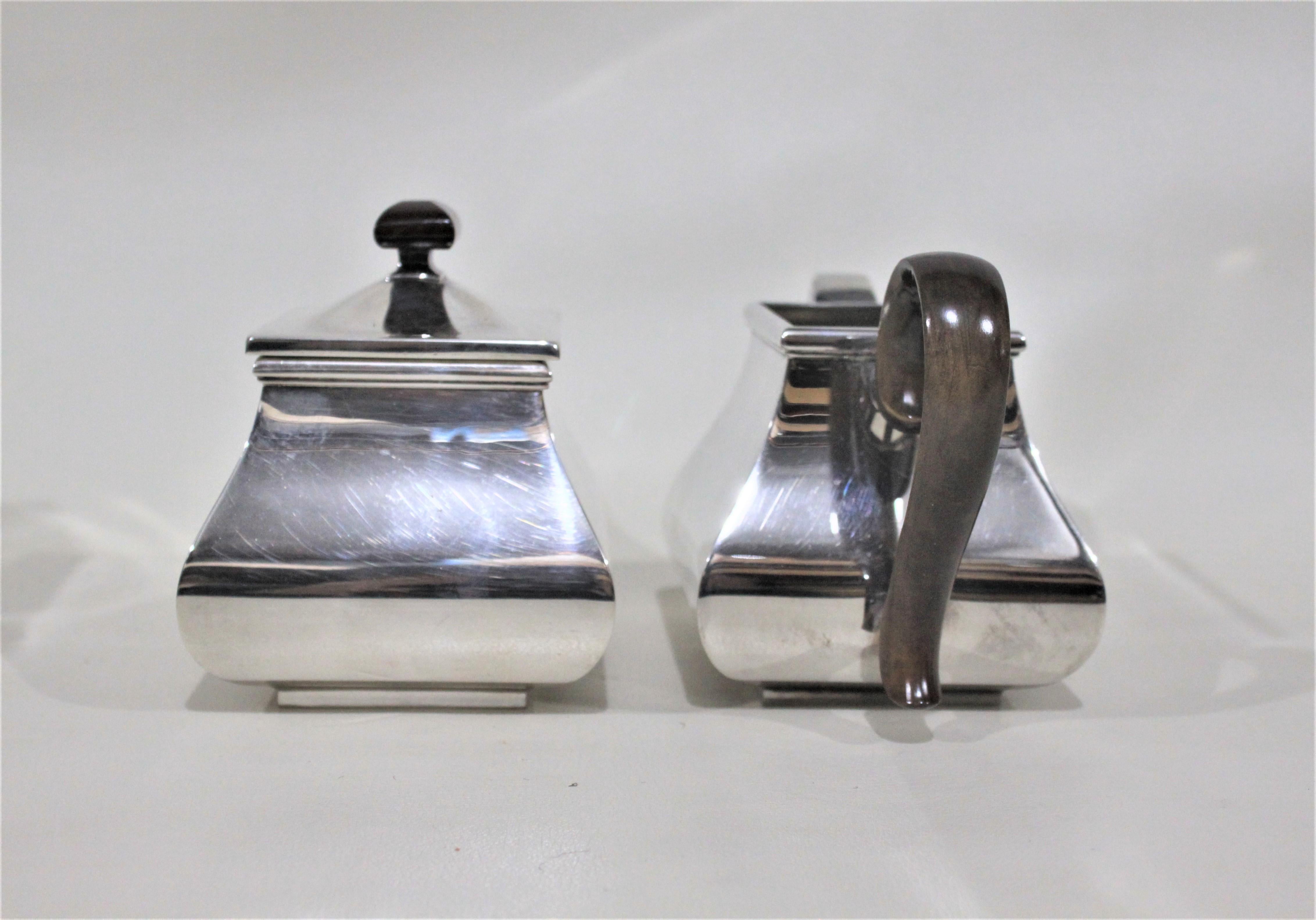 Service à thé et café italien en métal argenté de style mi-siècle moderne en vente 7