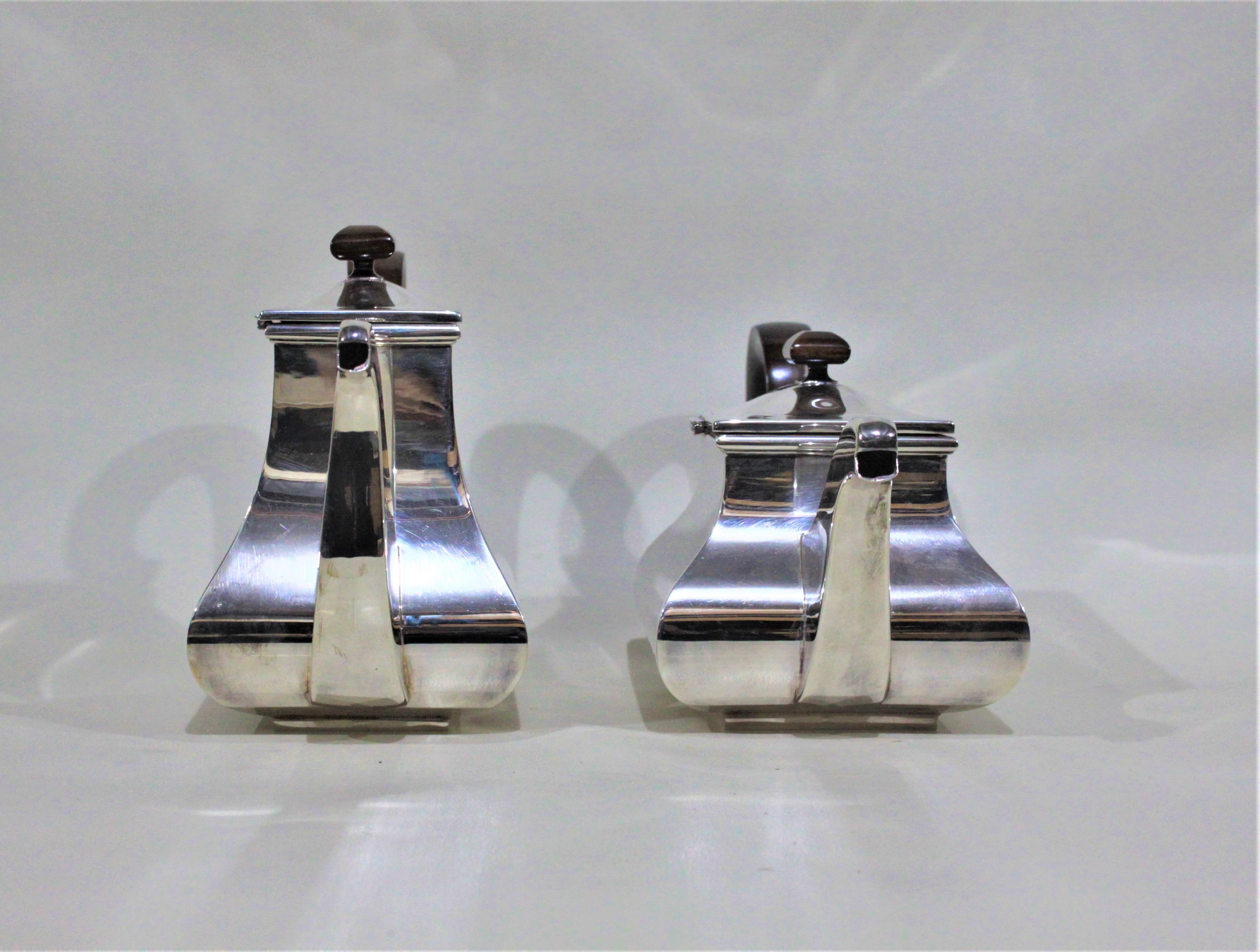Brass Mid-Century Modern Italian Silver Plated Tea and Coffee Set For Sale