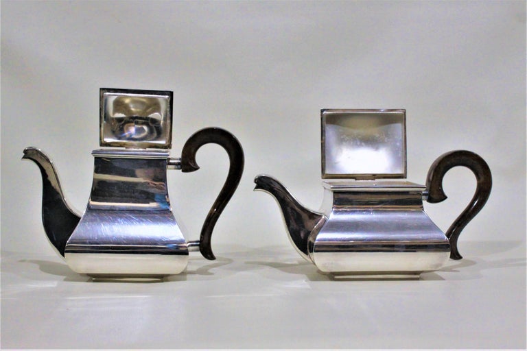 Mid-Century Modern Italian Silver Plated Tea and Coffee Set For Sale 3