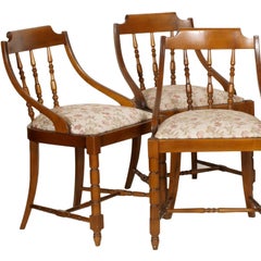 Mid-Century Modern Italian Six Gondola Dinner Chairs Walnut, Original Upholstery
