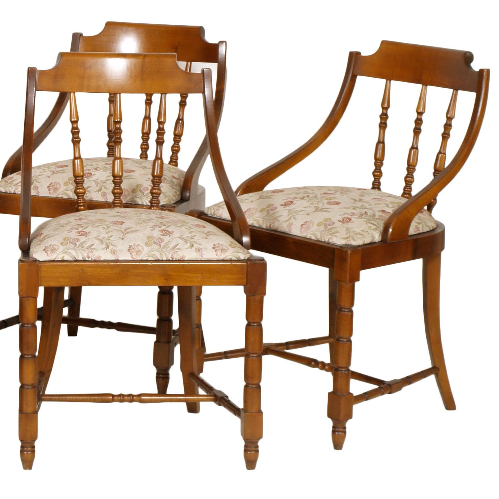 Mid-Century Modern Italian Six Gondola Dinner Chairs Walnut, Original Upholstery In Good Condition For Sale In Vigonza, Padua