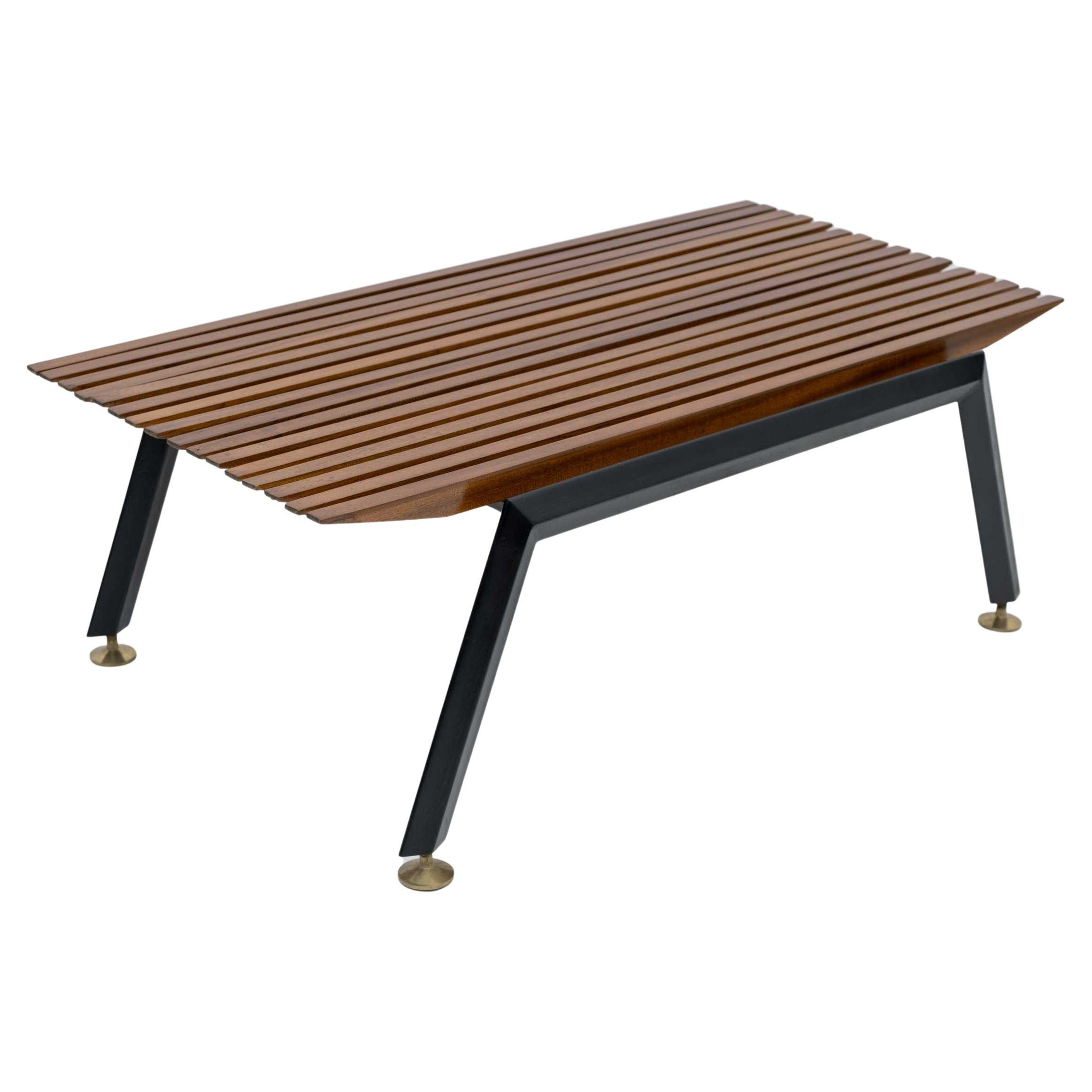 Mid-Century Modern Italian Slatted Coffee Table, 1950s For Sale