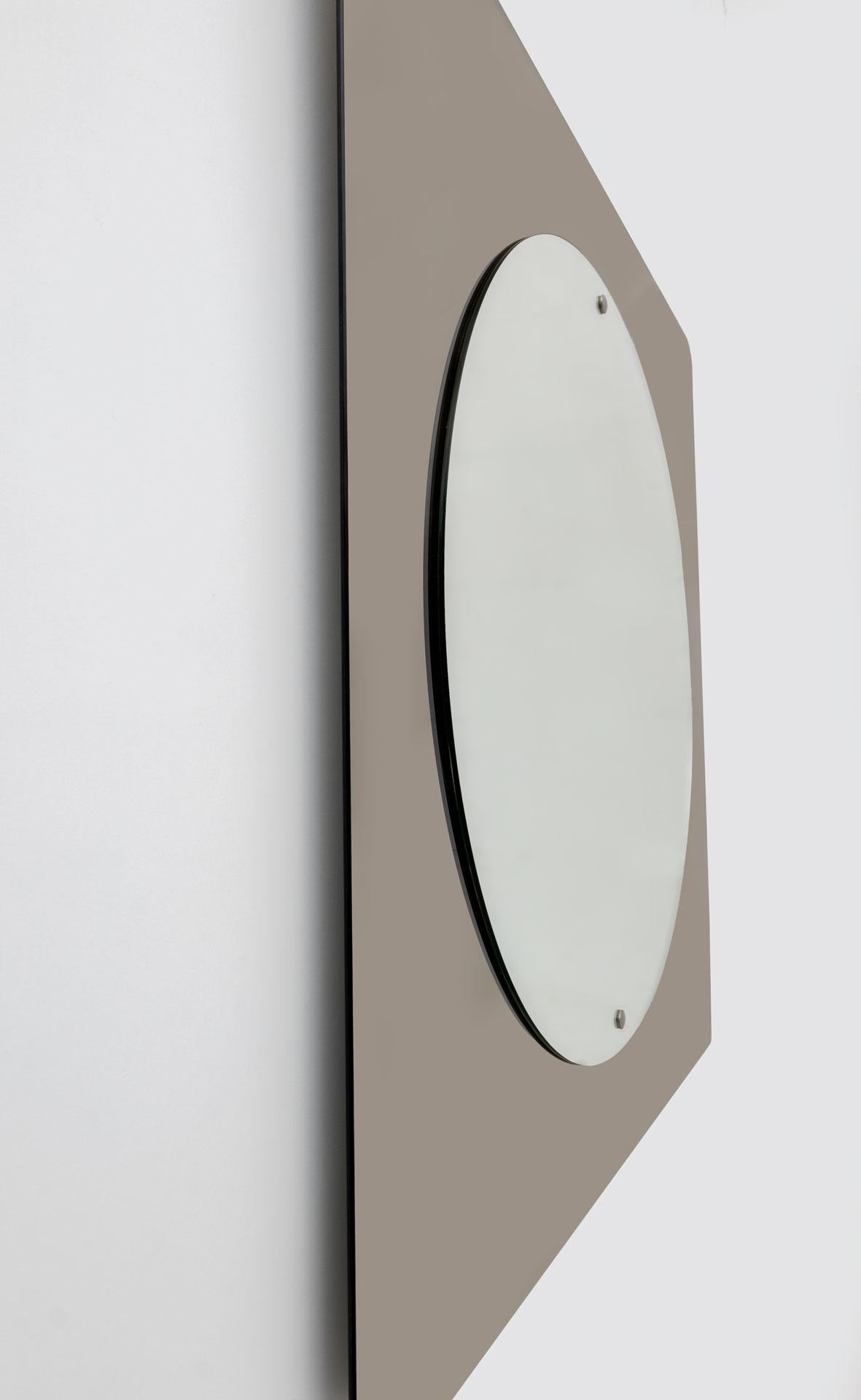 Late 20th Century Mid-Century Modern Italian Smoked Bronze Large Mirror, 1970s For Sale
