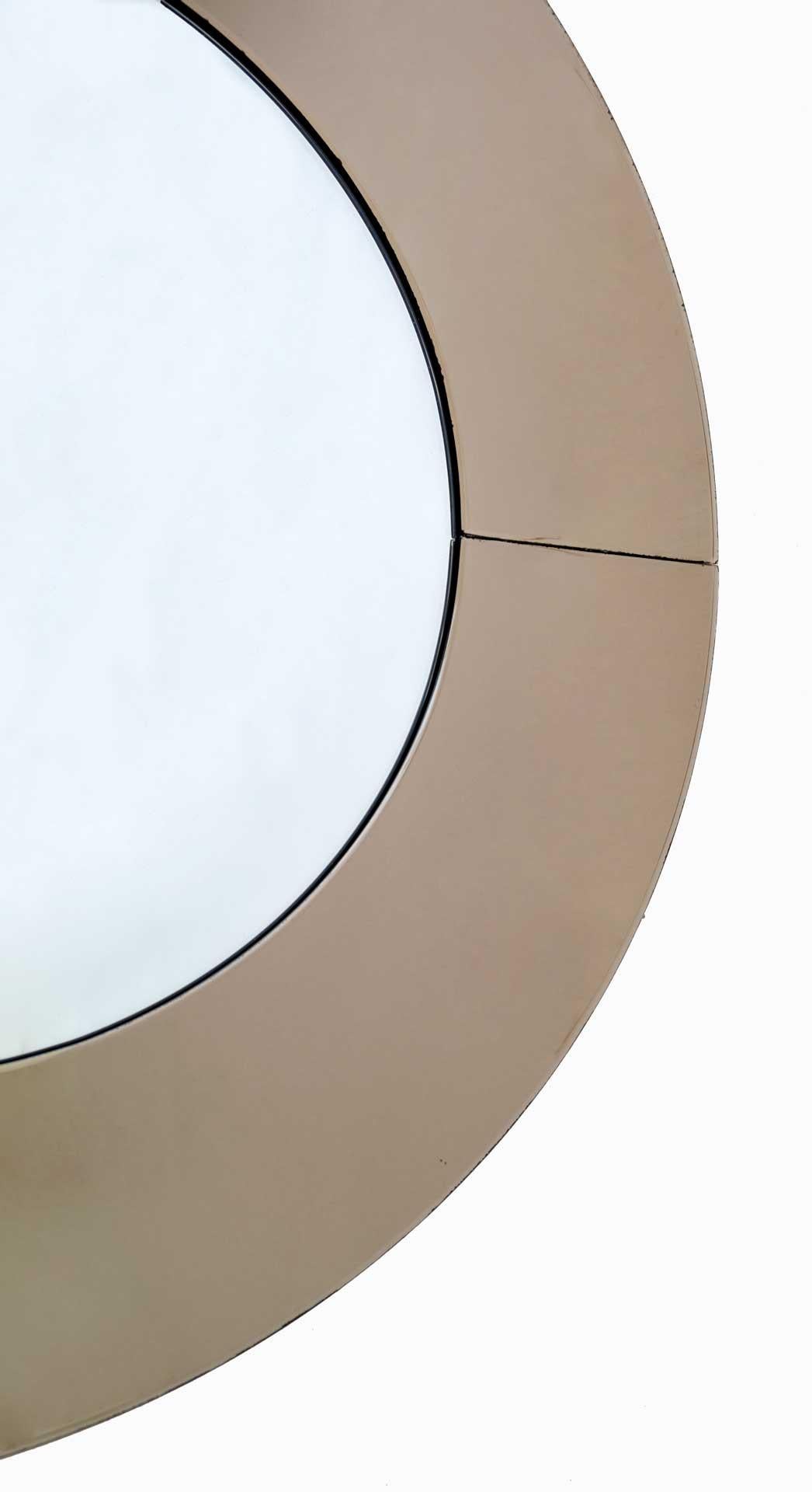 Mid-Century Modern Italian Smoked Round Large Mirror, 1970s For Sale 1