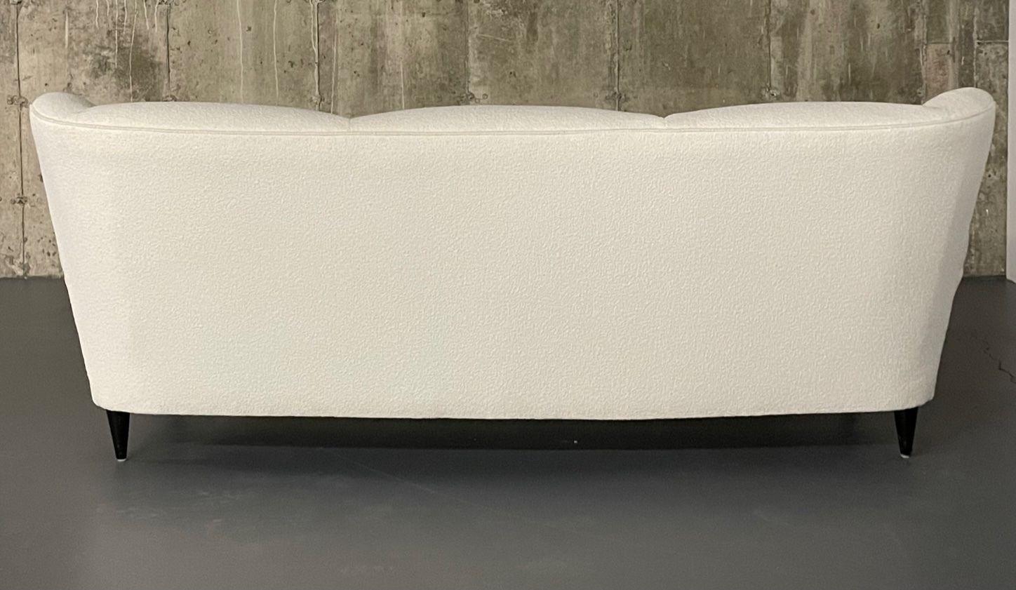 Guglielmo Ulrich, Mid-Century Modern, Three Seat Sofa, White Boucle, Wood, 1940s For Sale 4