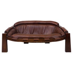 Mid-Century Modern Italian Sofa by Luciano Frigerio, Leather, 1970s