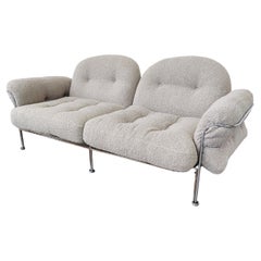Mid-Century Modern Italian Sofa, Chrome and Fabric, 1970s
